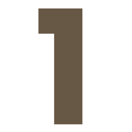 A large, brown number one on a black background.