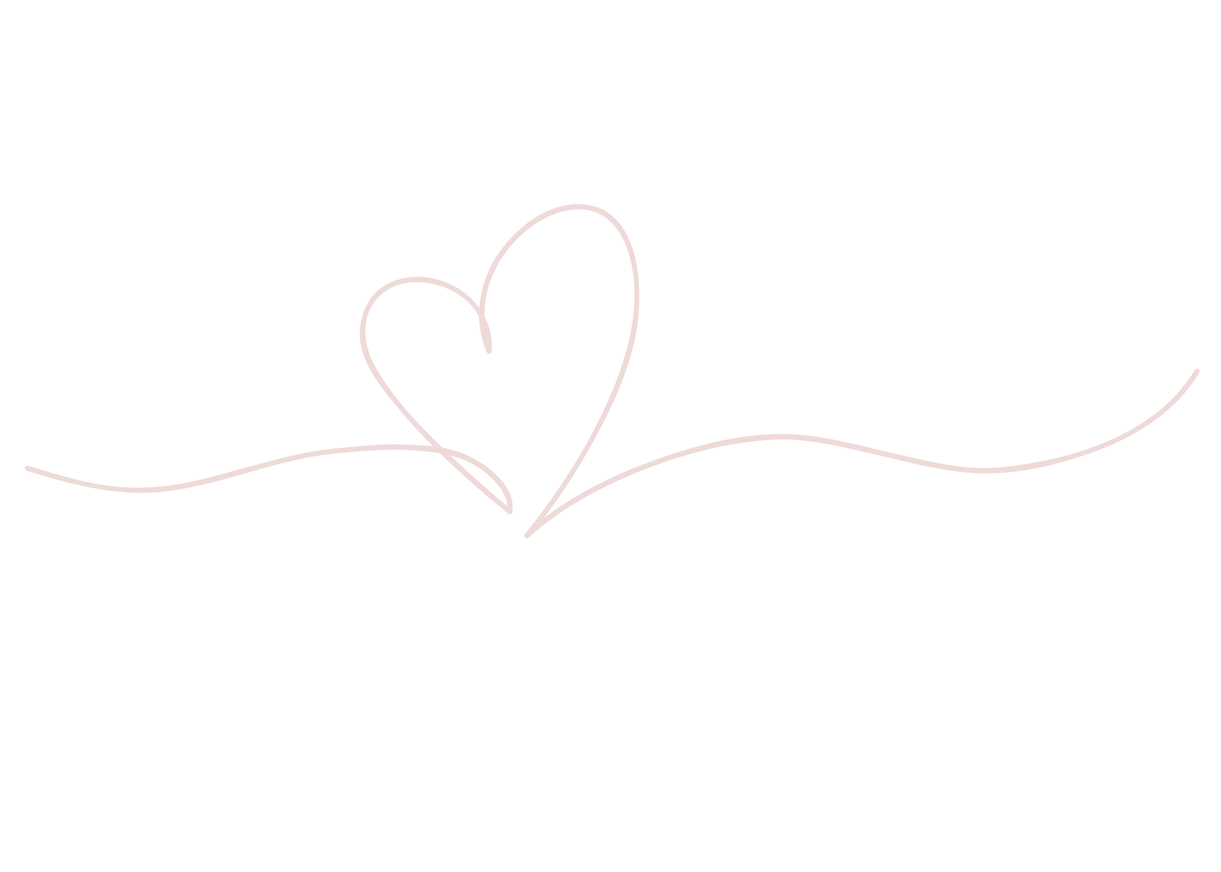 Line art illustration of a heart with a swooping line extending from its bottom, creating a flowing ribbon-like effect on a black background.