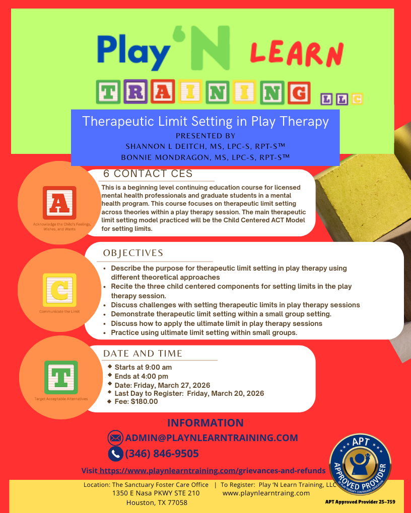 Course 3:  Therapeutic Limit Setting in Play Therapy