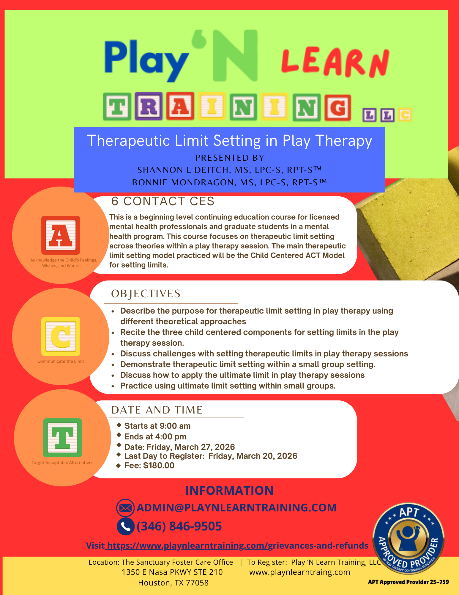 Course 3:  Therapeutic Limit Setting in Play Therapy