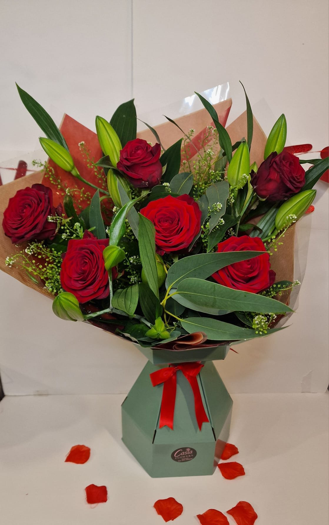 Valentines Lily and Rose Bouquet