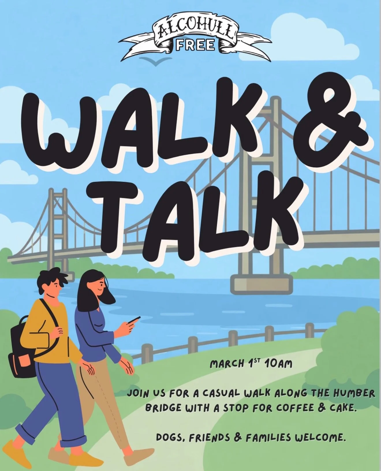 Walk &amp; Talk: The Humber Bridge

Join us for a relaxed Walk &amp; Talk across the Humber Bridge 🌉

The market will be on so please bear that in mind when parking and make sure you give yourself plenty of time.

A few of us will be arriving early 