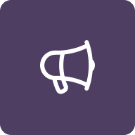 Icon of a white shopping basket on a purple background