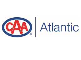 CAA Atlantic logo with red and blue text and oval emblem