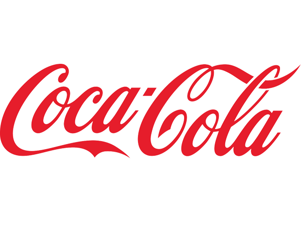 Coca-Cola logo in red cursive font on a black background.