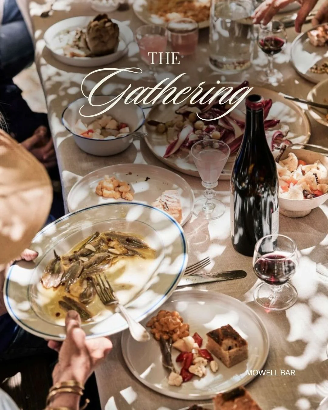 The Gathering.

An experiential moment, designed with intention.
Bespoke in every detail &mdash; from the first pour to the final plate.

A nomadic energy at its core,
shifting spaces, shaping atmosphere,
meeting you exactly where you are.

Where lux