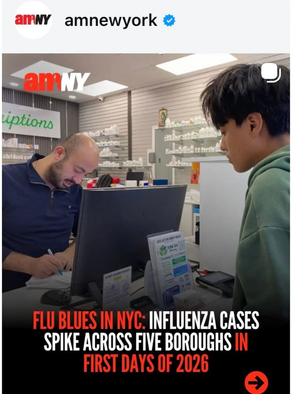 Stay in the know with amNY 🤩🥳 we&rsquo;re your local pharmacy, keeping you informed and up to date in the neighborhood. 💊 💊 💊💃🏻 #pharmacy #vinerxpharmacy