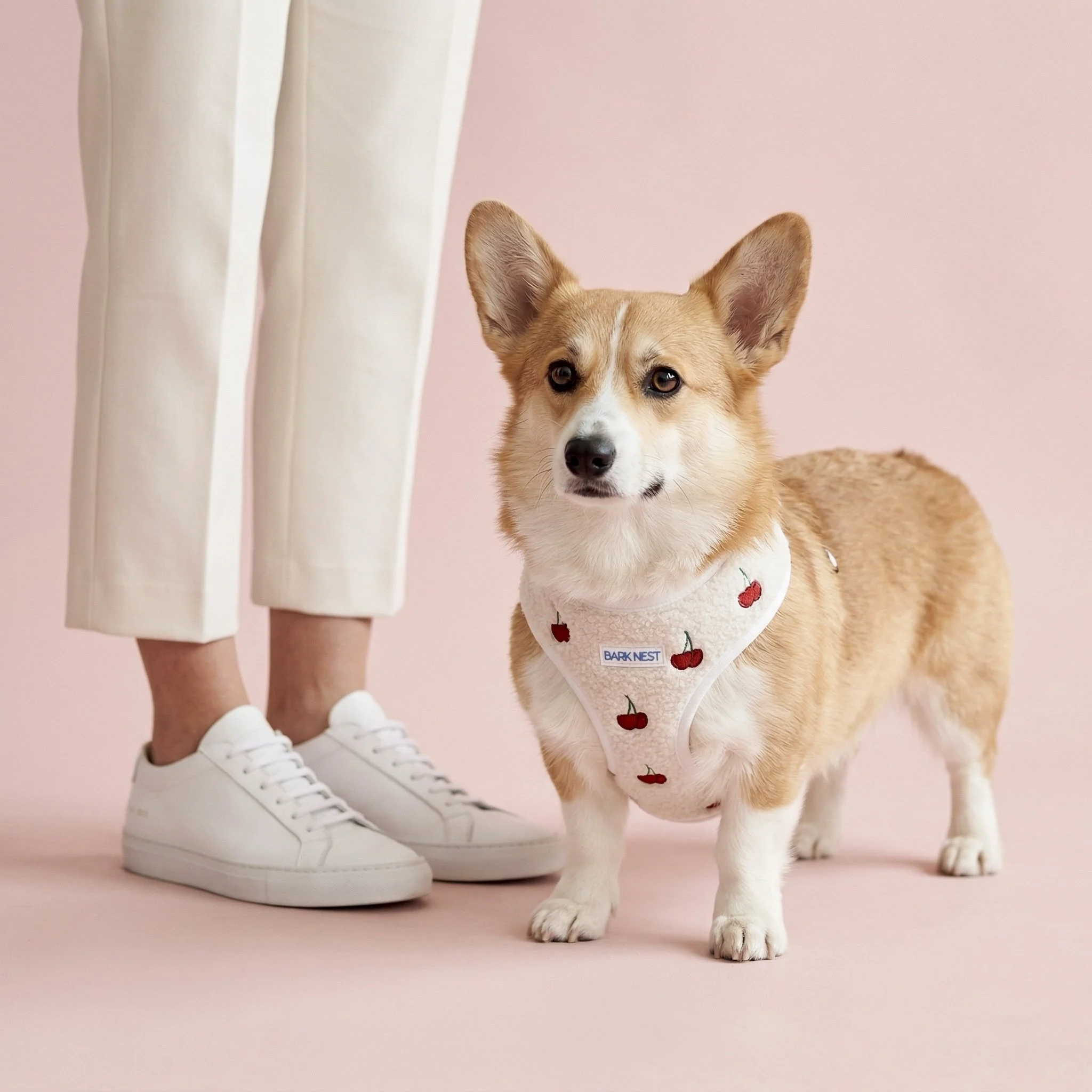 Cherry Cherie Cherry Print Embroidered Teddy Fabric Harness