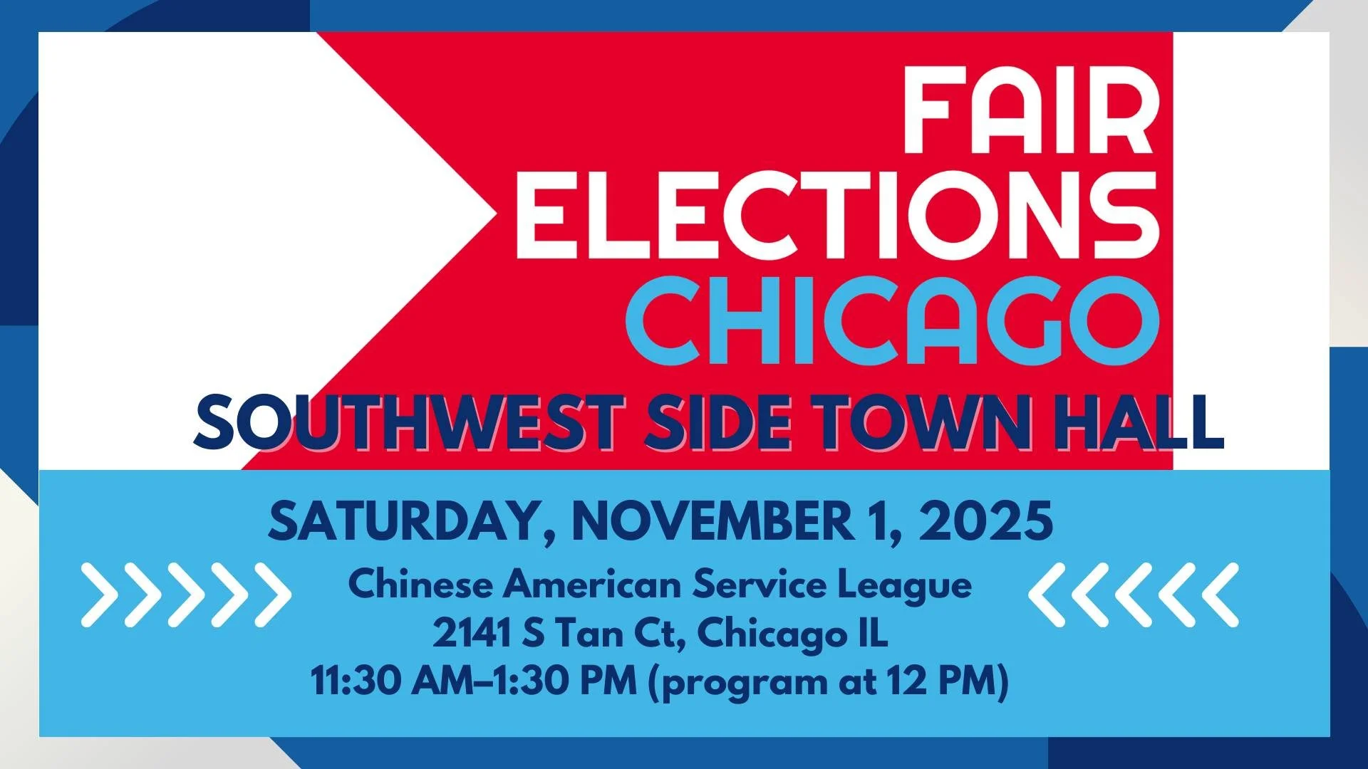 One of our community members, @jrchang4, will be speaking at this Town Hall! Join community leaders, grassroots organizations, and elected officials for a town hall about the Chicago Fair Elections Ordinance! RSVP here: http://bit.ly/4oz3pEF