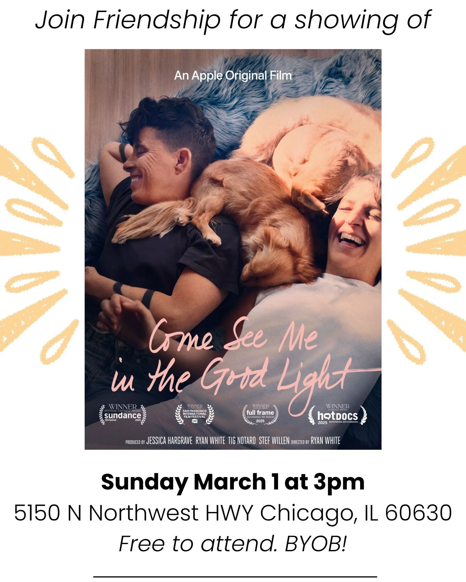 Click here to RSVP: https://givebutter.com/friendshipmovie
This film follows acclaimed spoken-word poet Andrea Gibson and their partner Megan Falley as they navigate life, creativity, and connection after Gibson&rsquo;s terminal ovarian cancer diagno