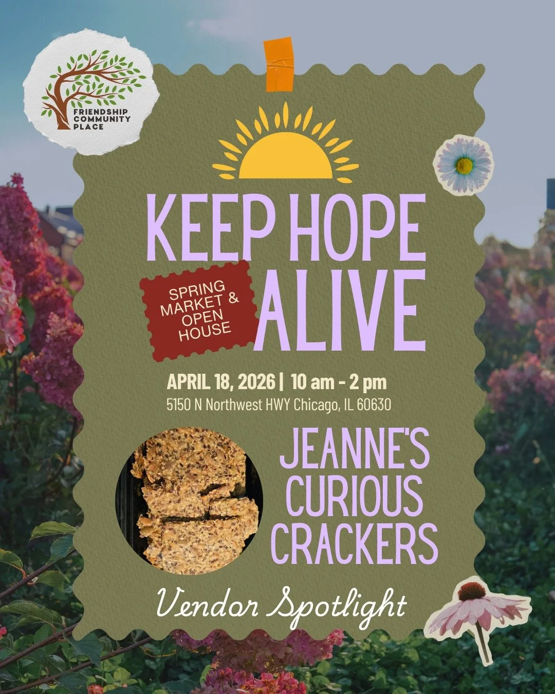 As we get closer to our Spring Market + Open House, we'll be featuring vendors that you can purchase from! Our first vendor is Jeanne's Curious Crackers. Jeanne's Curious Crackers, LLC, based in Chicago, IL, is dedicated to creating exceptional crack