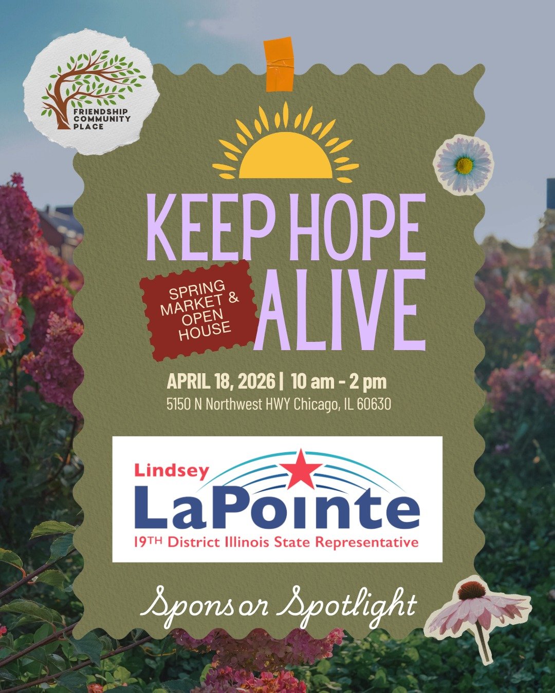 Many thanks to Rep. LaPointe's office for being one of our sponsors for Keep Hope Alive: A Spring Market + Open House! We couldn't do our work without the support of Rep. LaPointe and her excellent team.

In case you need a refresher, here's what our