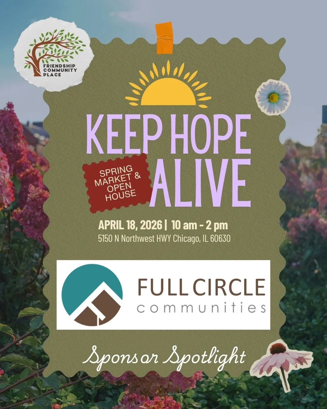 We are grateful for all the ways Full Circle Communities partners with us at 5150 and they've done it again coming in as a sponsor for our Spring Market and Open House this Saturday. Join us from 10am - 2pm for a vendor fair, midway games, door prize