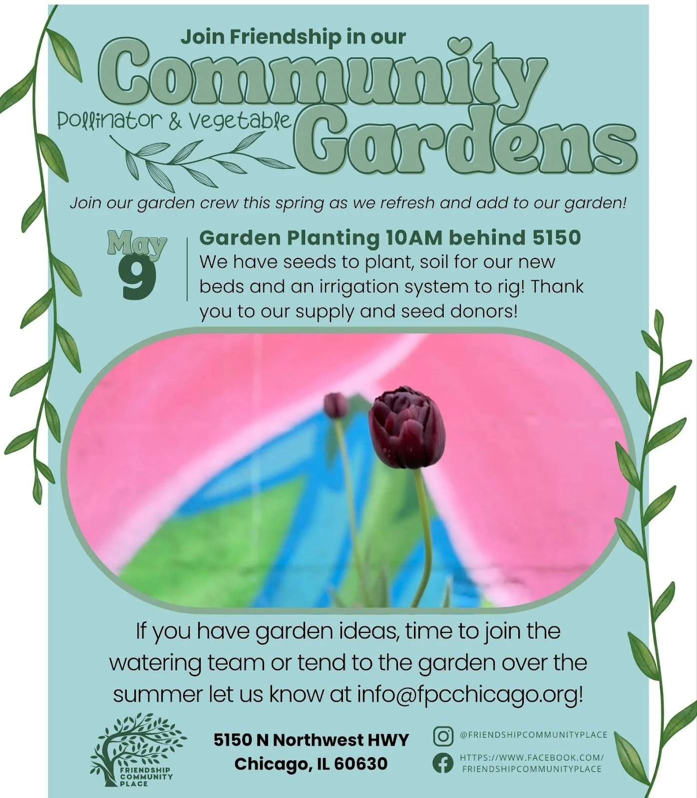 TOMORROW is our planting day in our Community Garden! All levels of gardening experience are encouraged to join us. See you soon!