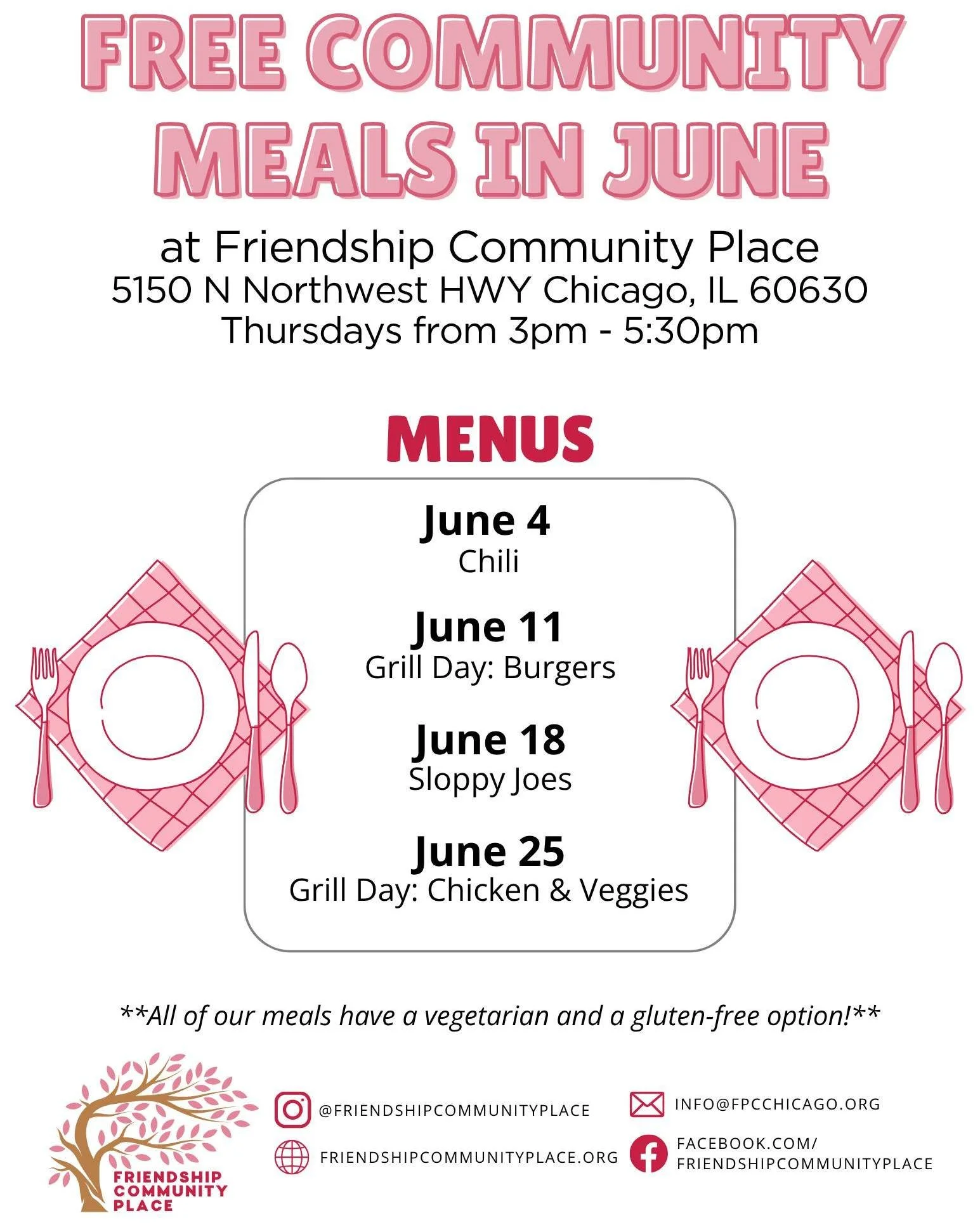 We have our schedule for our Community Meals in June! We hope to see you soon!