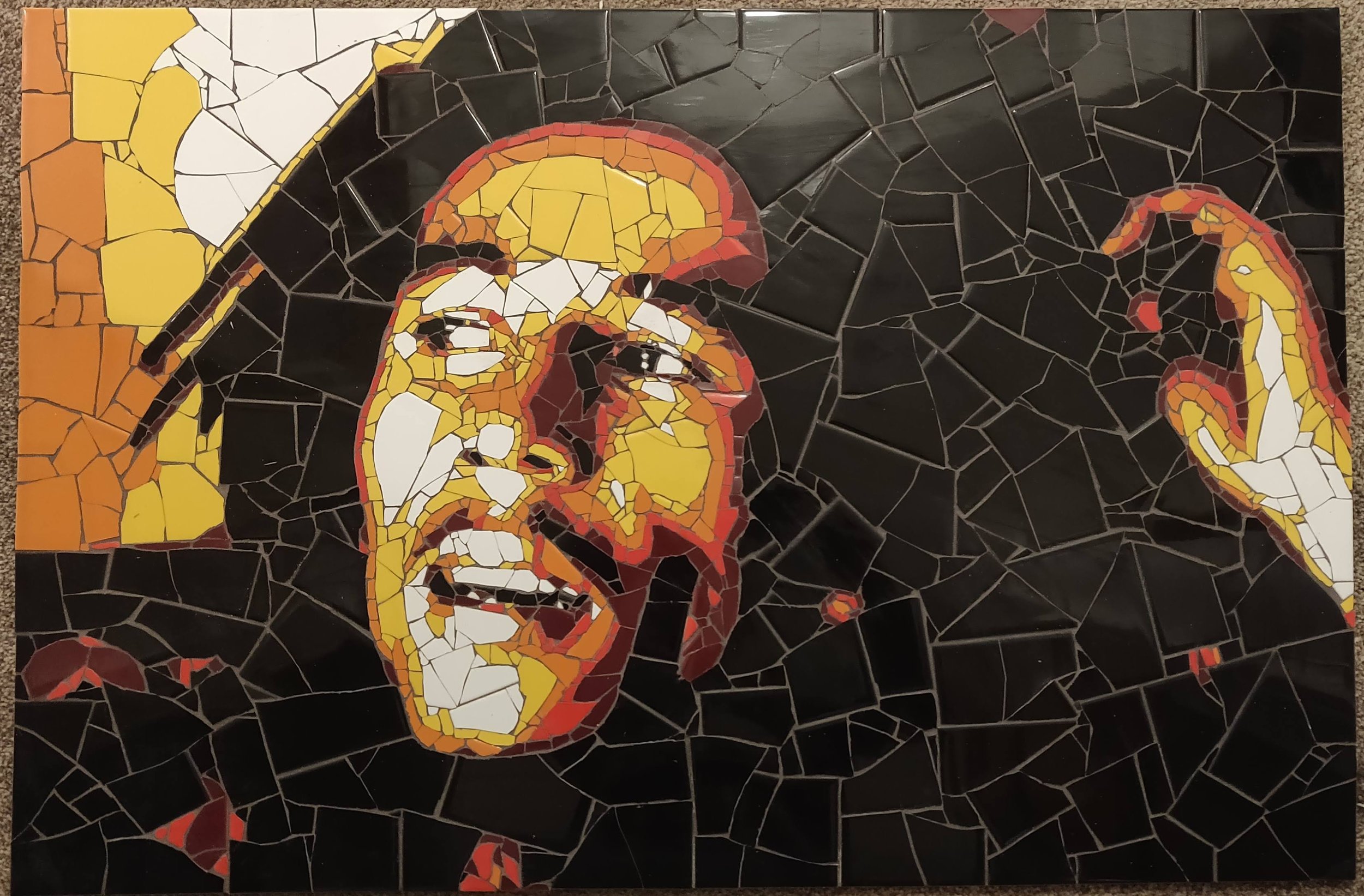 Bob Marley, 2021, Ceramic Tiles on board, 60 cm x 100 cm