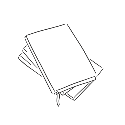 Stack of five closed books with bookmarks on a black background.