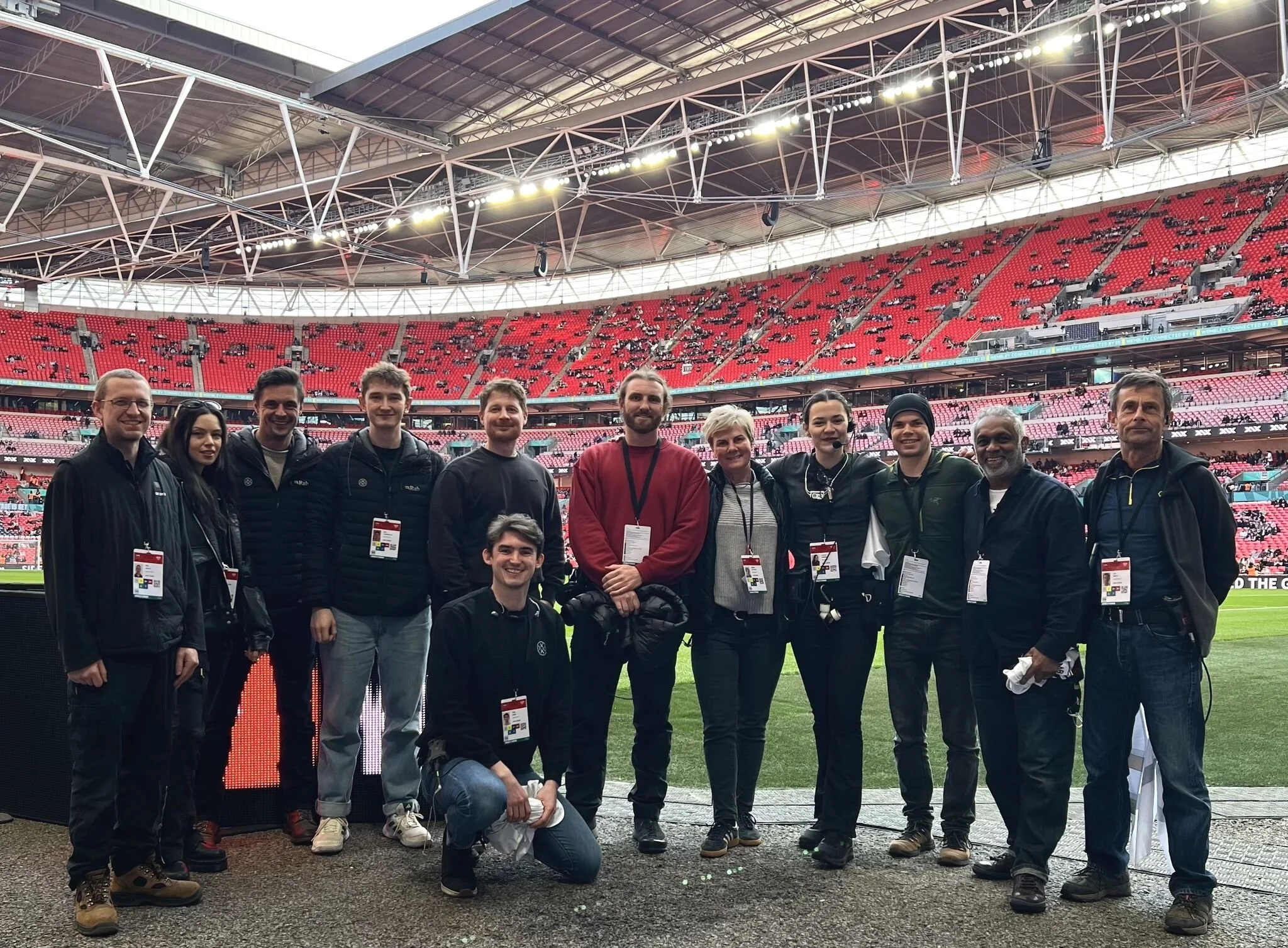 The SWITCHLIVE team at Wembley Stadium, celebrating a large-scale live event production in London