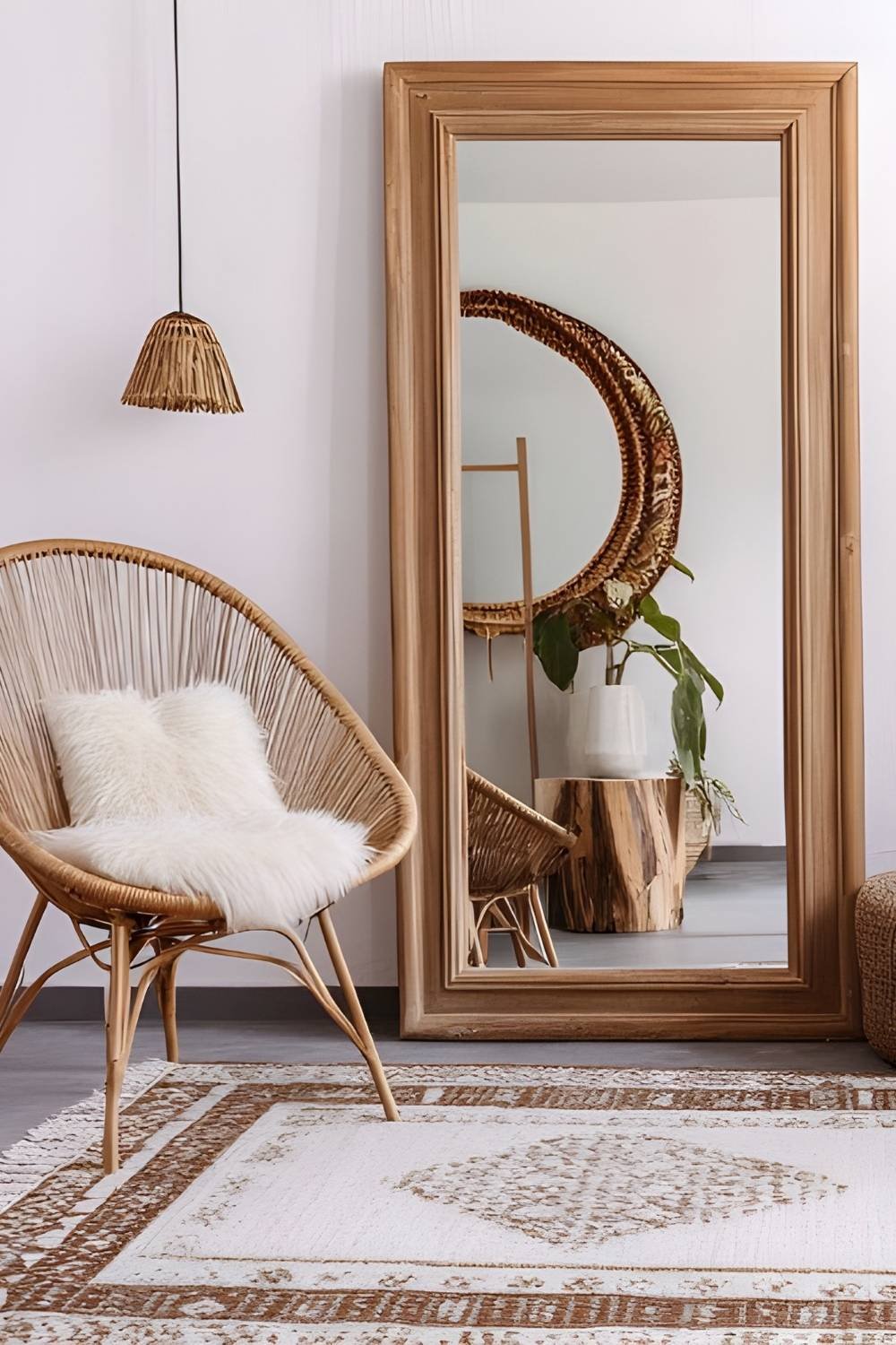Chic living space with a large mirror