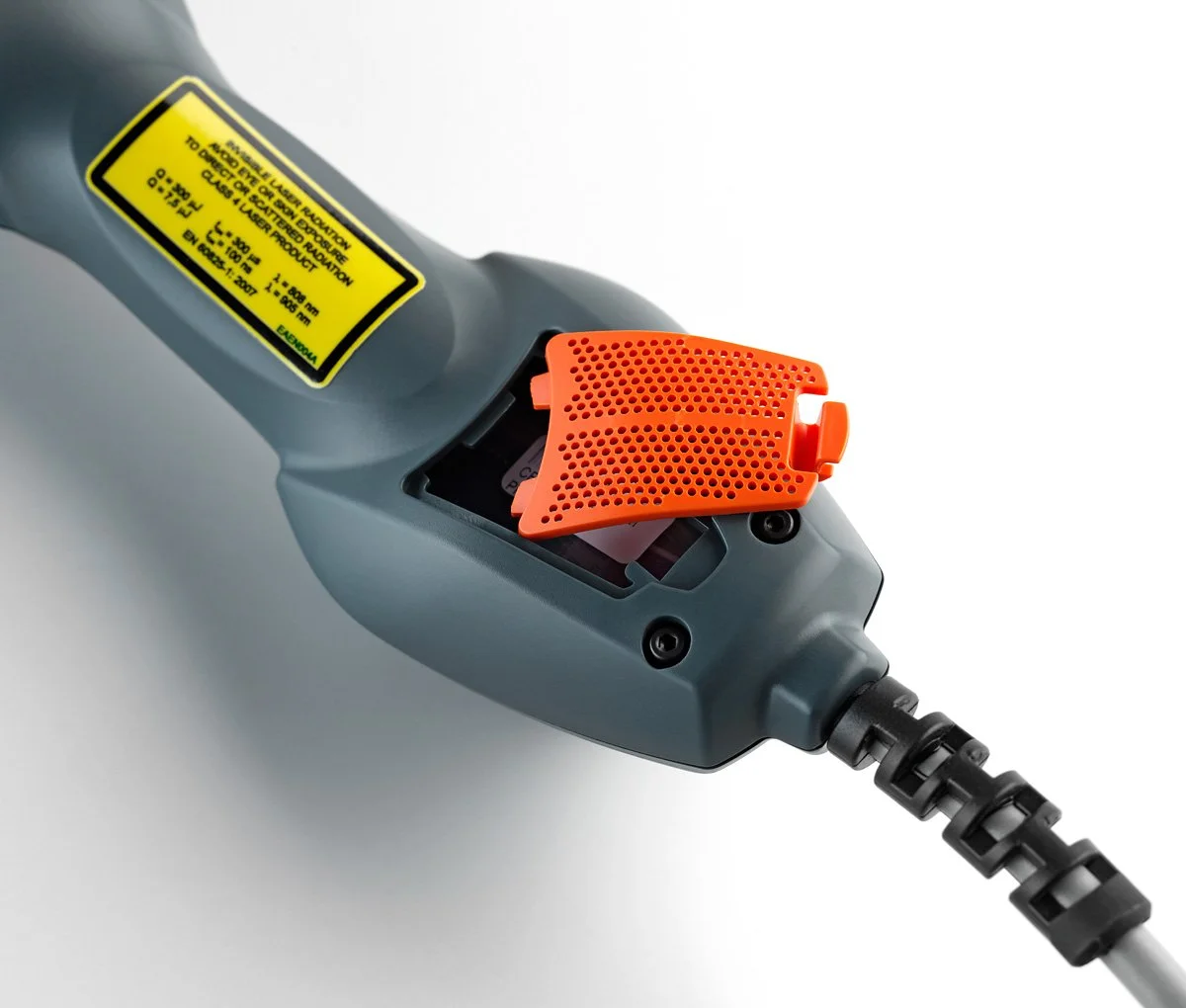 ASA Laser medicinsk laserudstyr Mphi VET Orange, close up af håndholdt laser, hvid baggrund