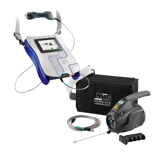 ASA Mphi Vet Blue Equine MLS laserpakke med håndholdt laser og Charlie multilaser til veterinær laserterapi af dyr.