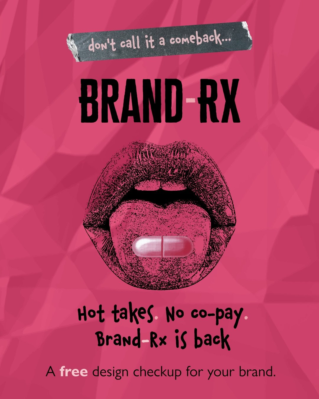 It&rsquo;s baaaaack 👄💊

Want to snag FREE expert designer feedback on a project or launch? Good news, I&rsquo;ve opened 5 slots for Brand-RX for April. 🙌🏻🎊

Brand-RX is a free design audit. You send me something your working on, I send you back 