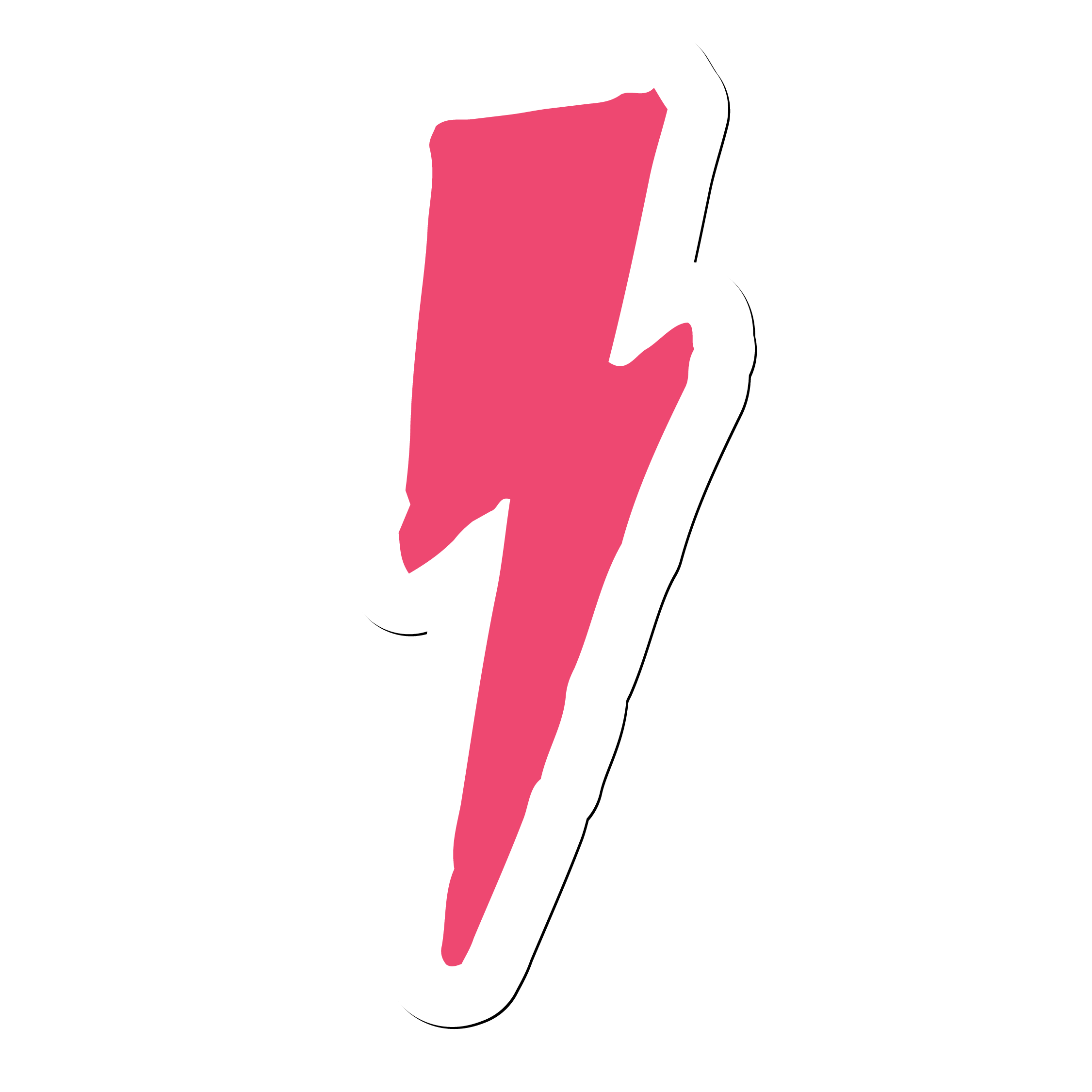 Pink lightning bolt icon with white sticker border.