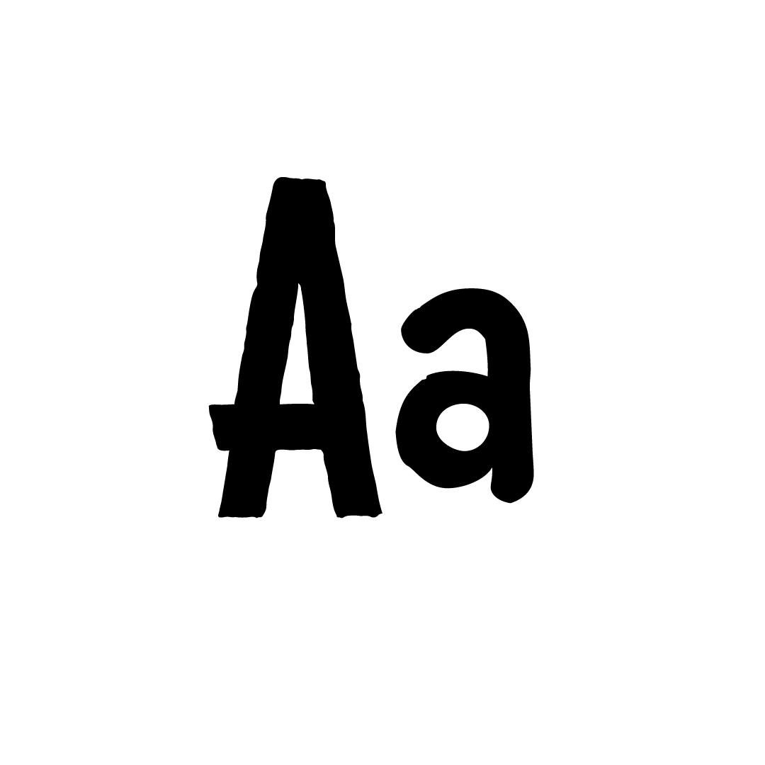 Black illustrated uppercase  and lowercase "a" with a white sticker border.