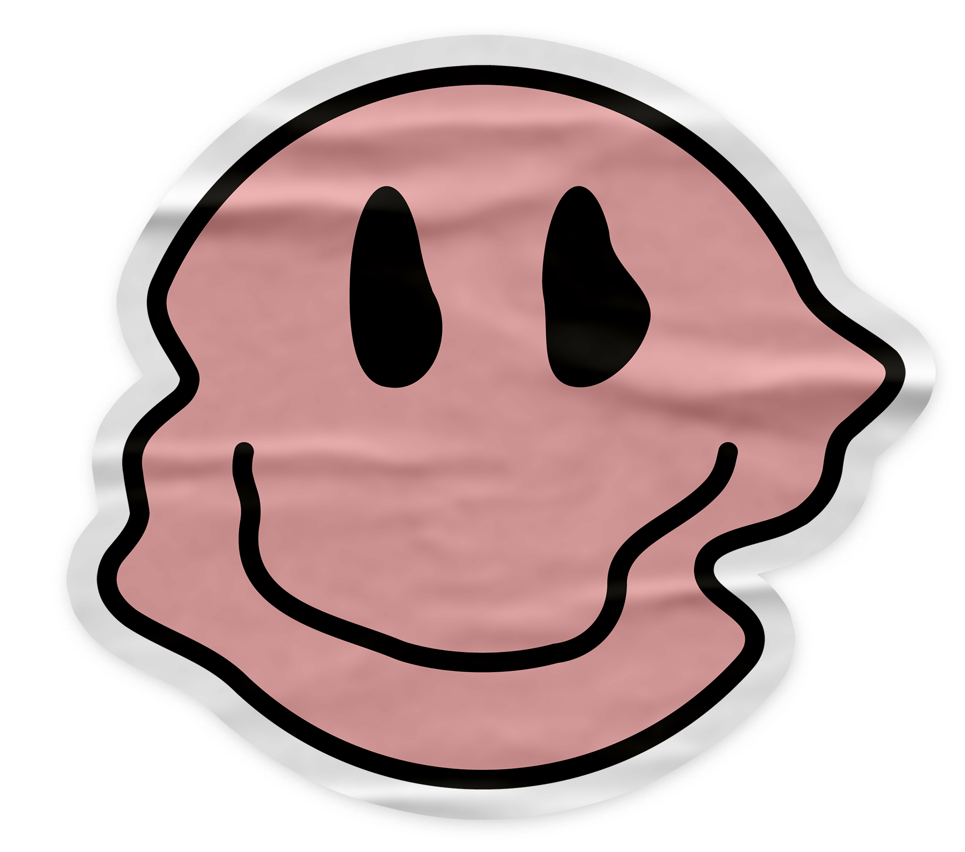 A sticker of cartoon illustration of a smiling face.