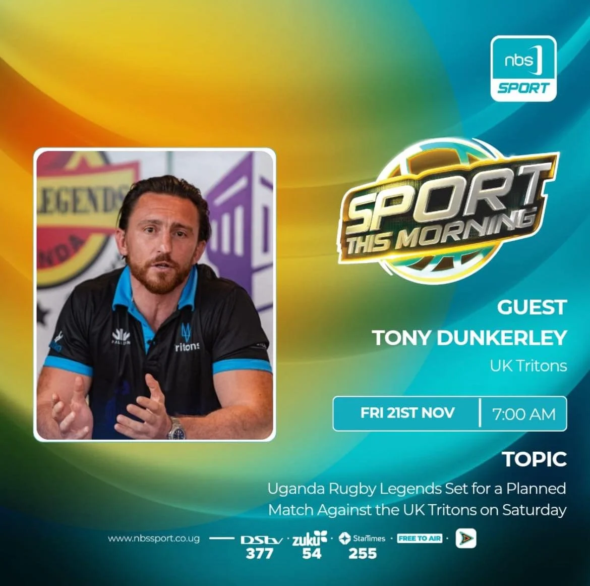 🏉 🇺🇬Tritons Sports tours director, Tony Dunkerley, will be on Sport this morning on NBS Sport at 07:00 on Friday Morning to talk about Saturday&rsquo;s matches 🎤🙌

Follow our journey in Africa! 🌍 🙌

#tritonstour2025 
#rugbyunion #ugandarugby #