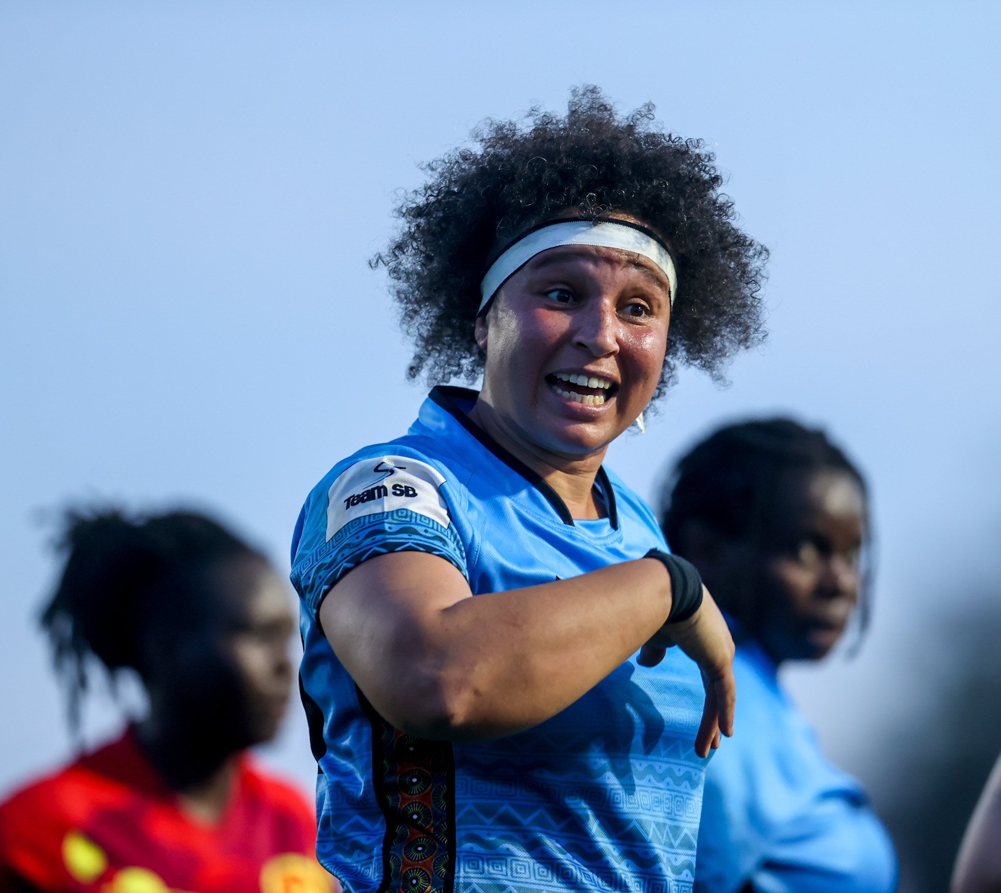 Shaunagh Brown in action during rugby match on Tritons tour in Uganda.