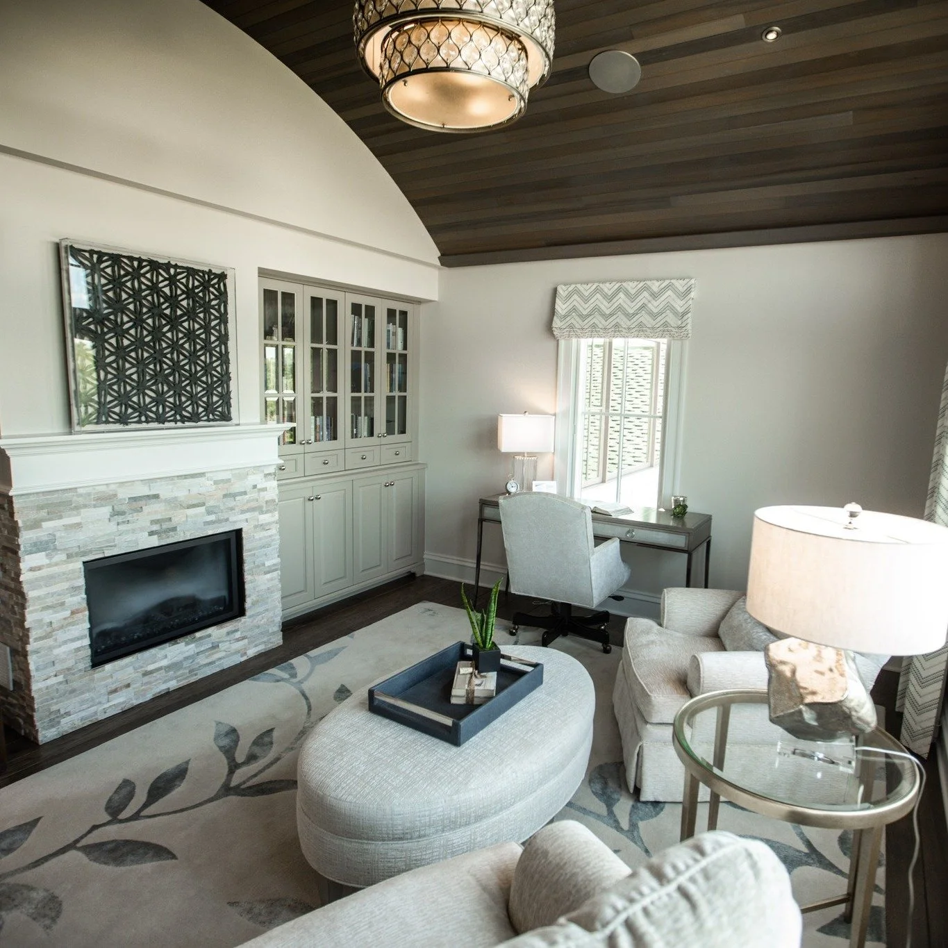 Where focus meets comfort. 🔥 This study&rsquo;s cozy fireplace makes working from home feel a little more like home.

 #buildvcc #luxuryhomestyle #luxuryhome #contractor #generalcontractor #GeneralContractor #construction #AttentionToDetail #luxuryh