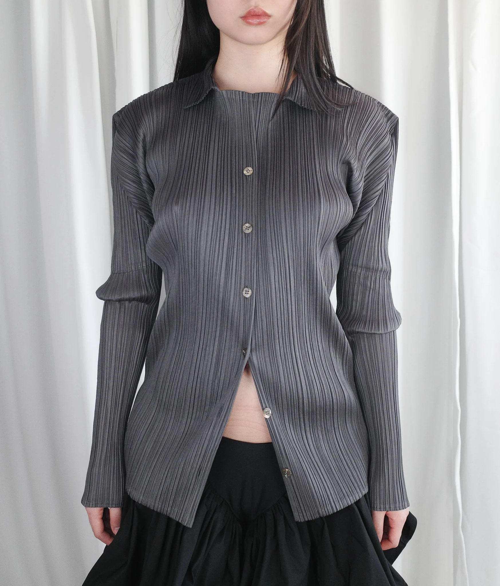 Pleats Please Issey Miyake Classic Pleated Buttons Up