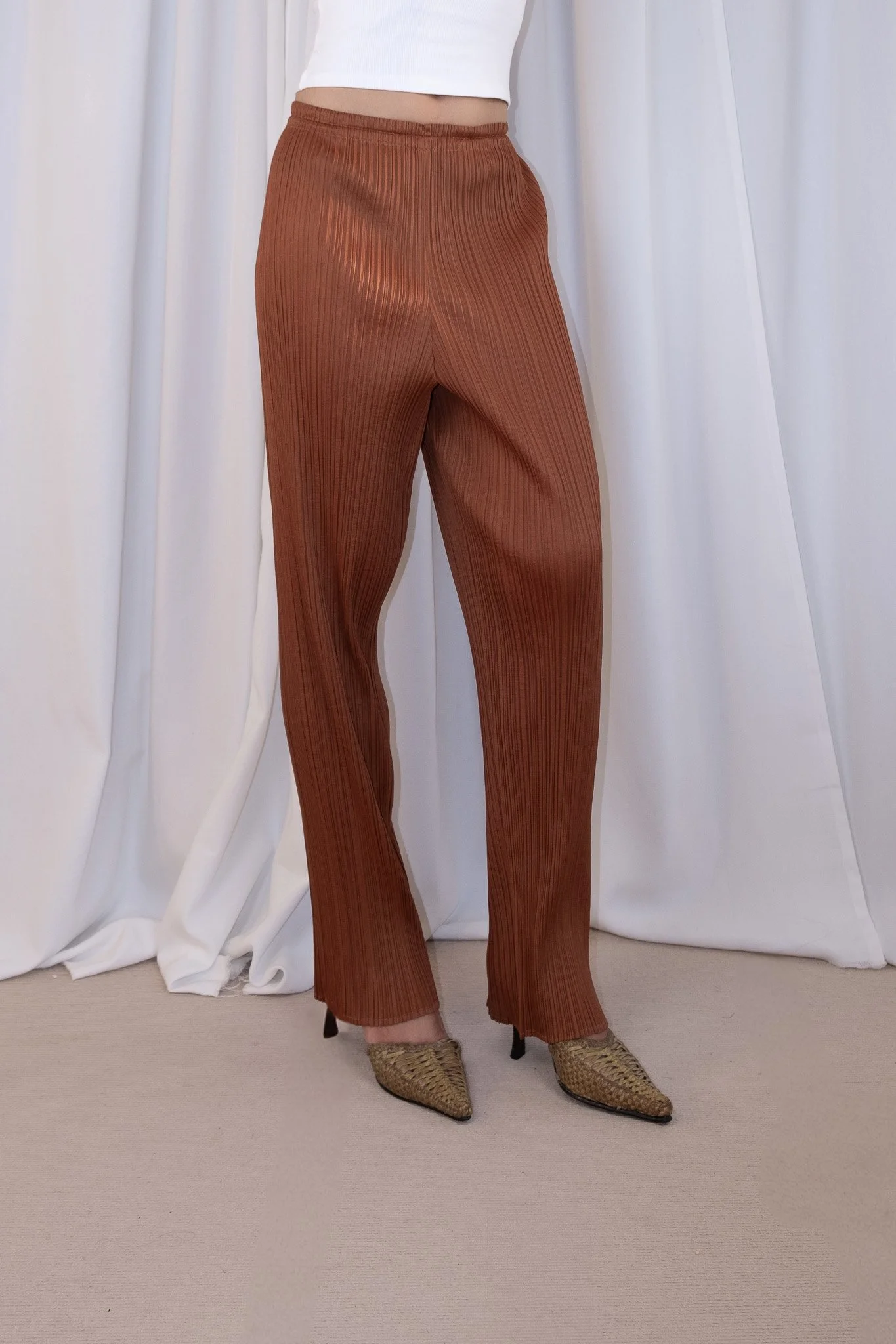 Pleats Please Issey Miyake Classic Straight Cut Pleated Trousers