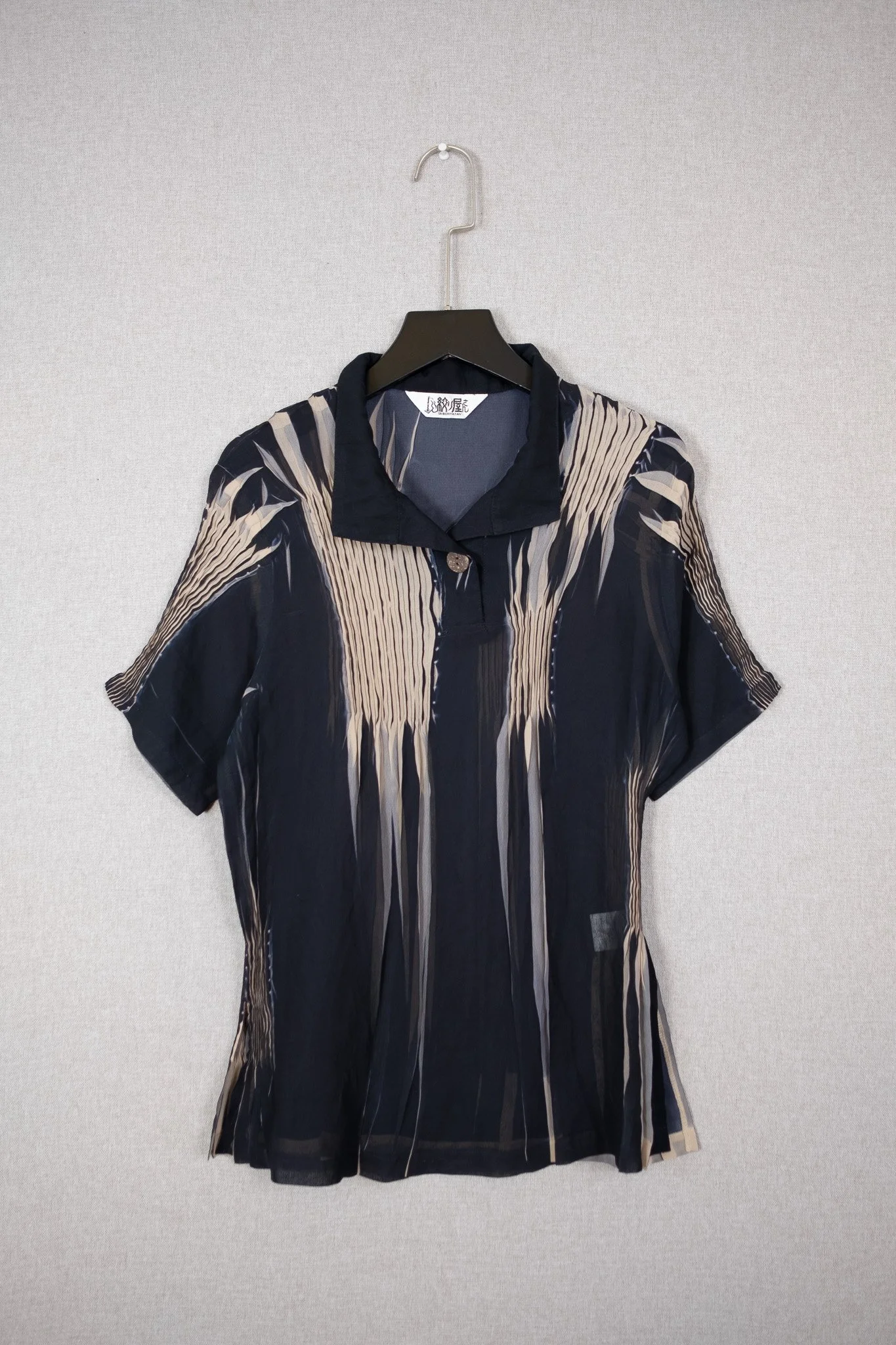 Ink & Stone Sheer Pleated Polo Top