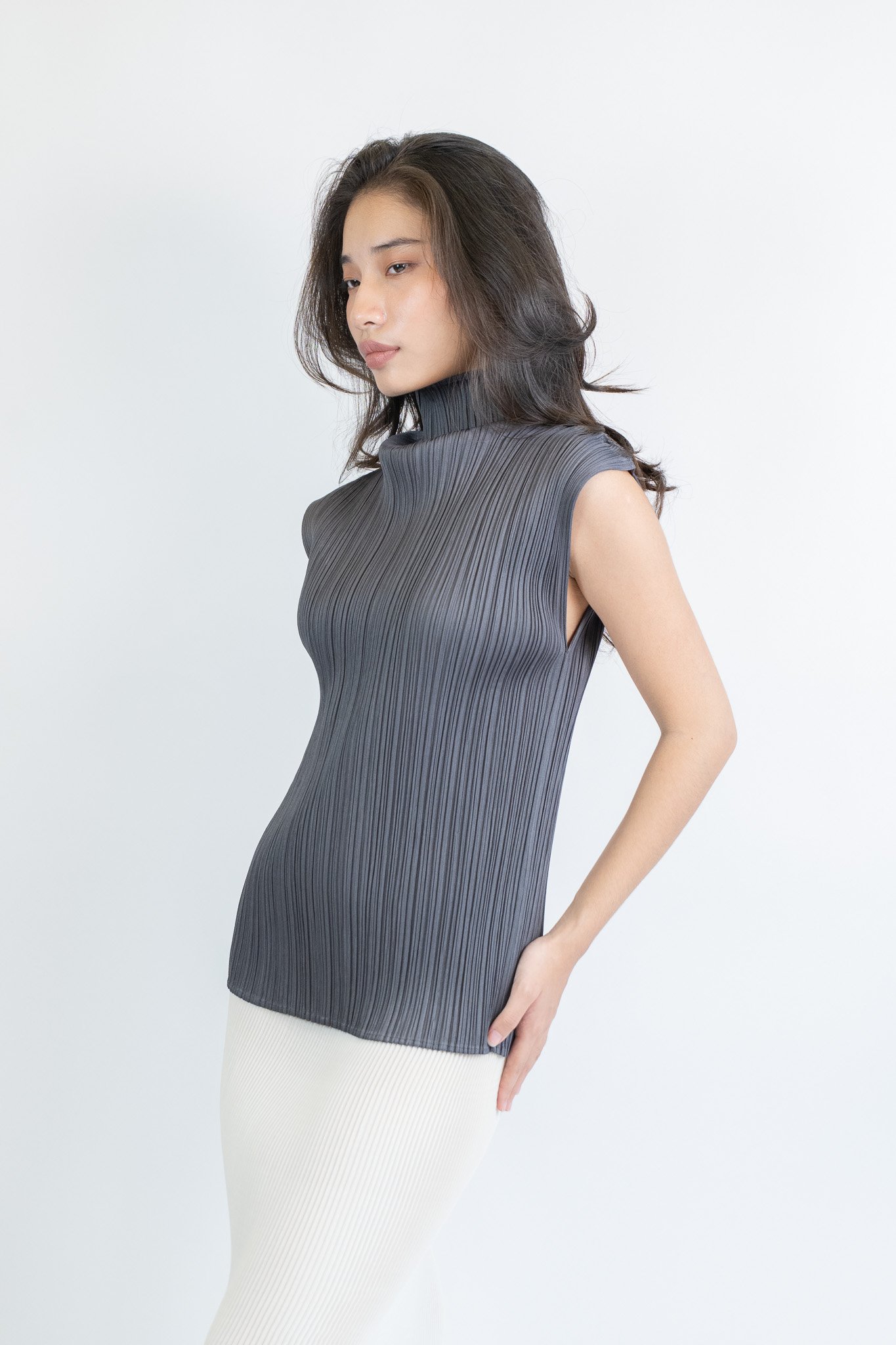Pleats Please Issey Miyake Classic High Neck Pleated Top