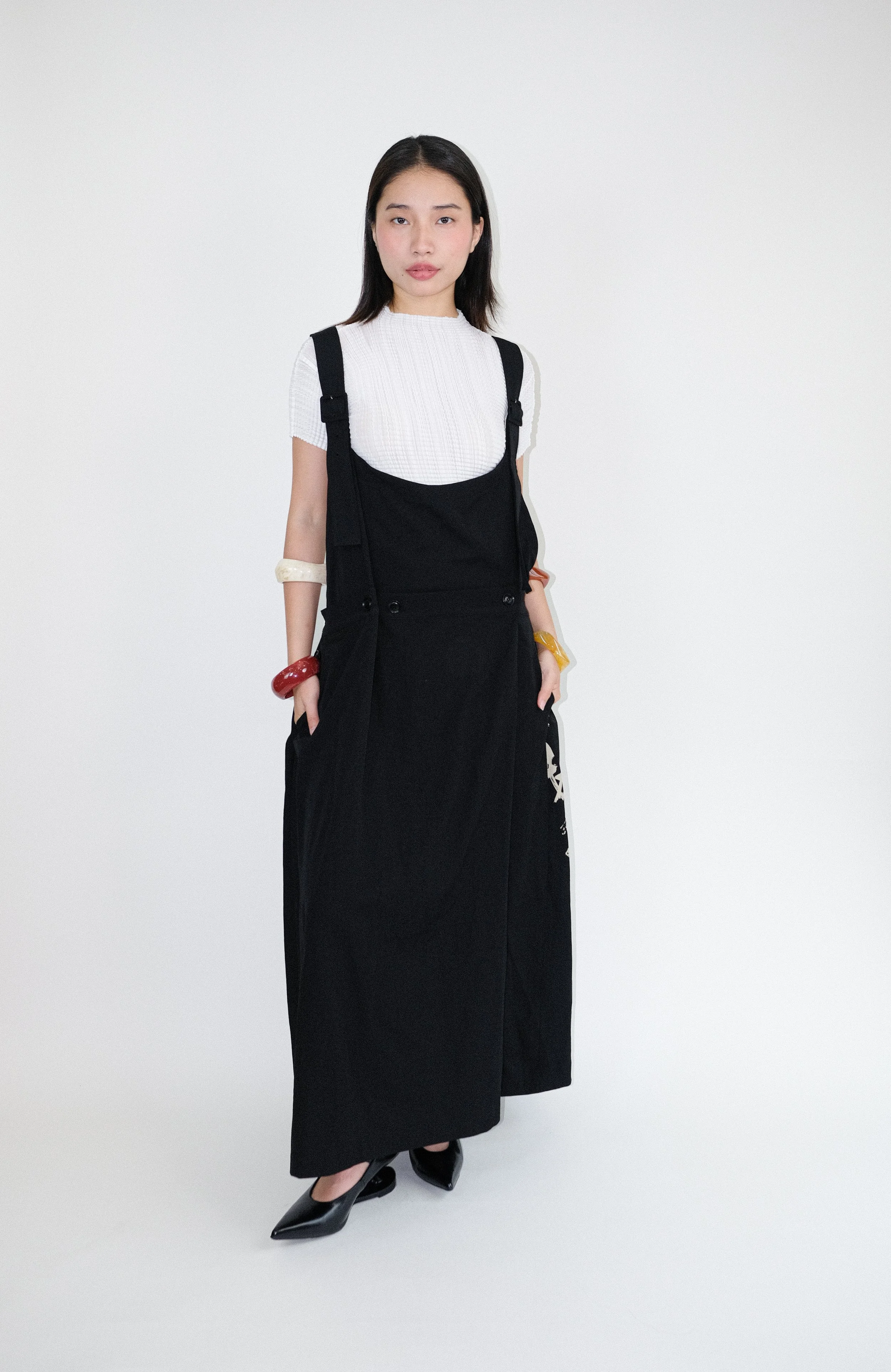 Yohji Yamamoto Y's Wool Suspenders Maxi Dress