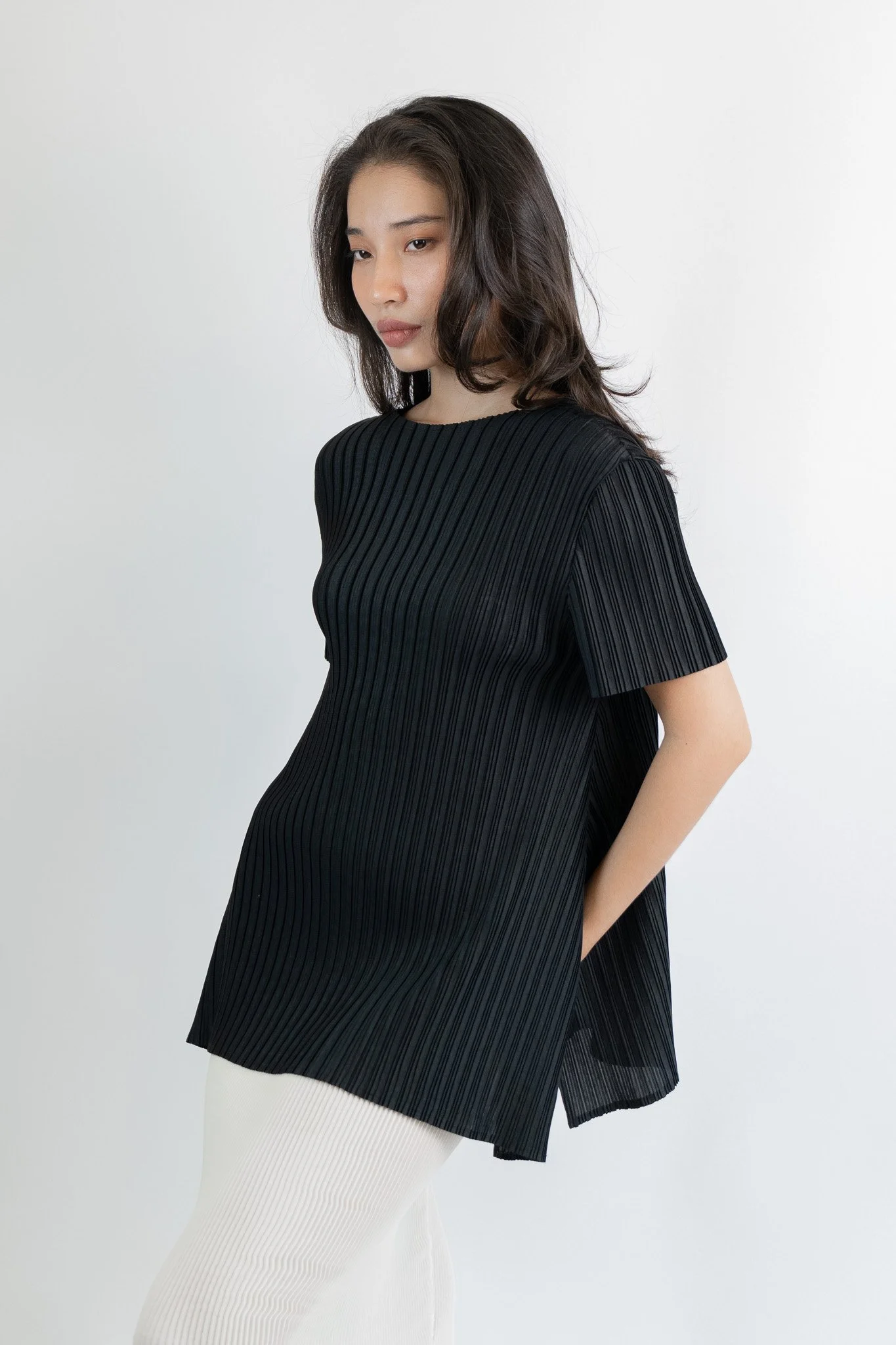 Classic Pleated Flared Blouse