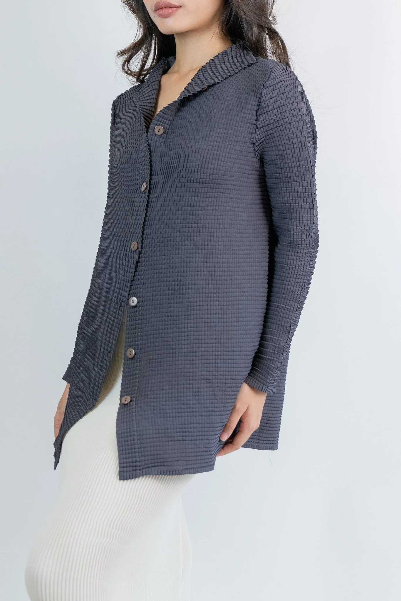 Loose Fits Waffles Pleated Buttons Up