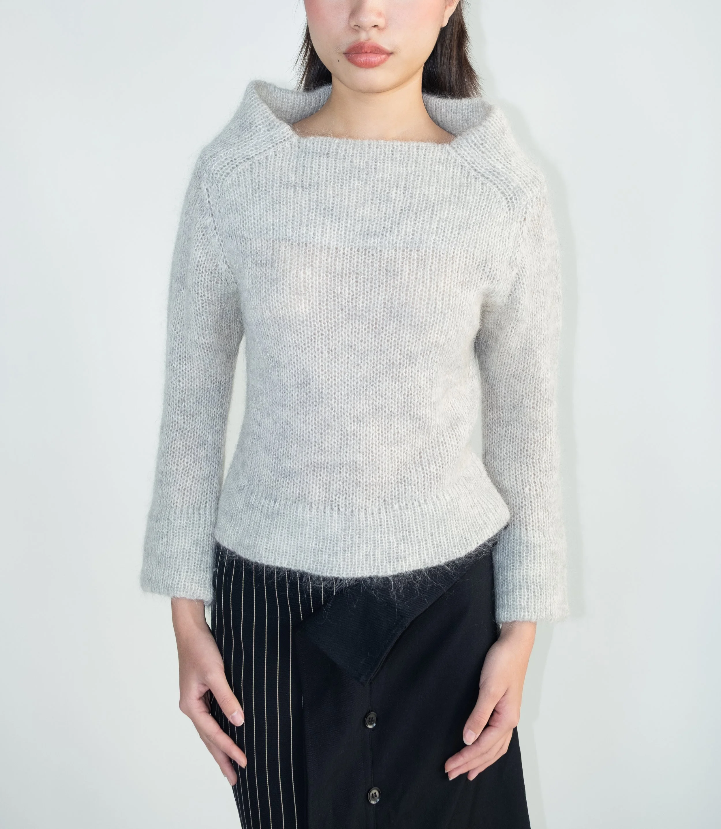 Yohji Yamamoto Noir Knit Cropped Board Neck Jumper