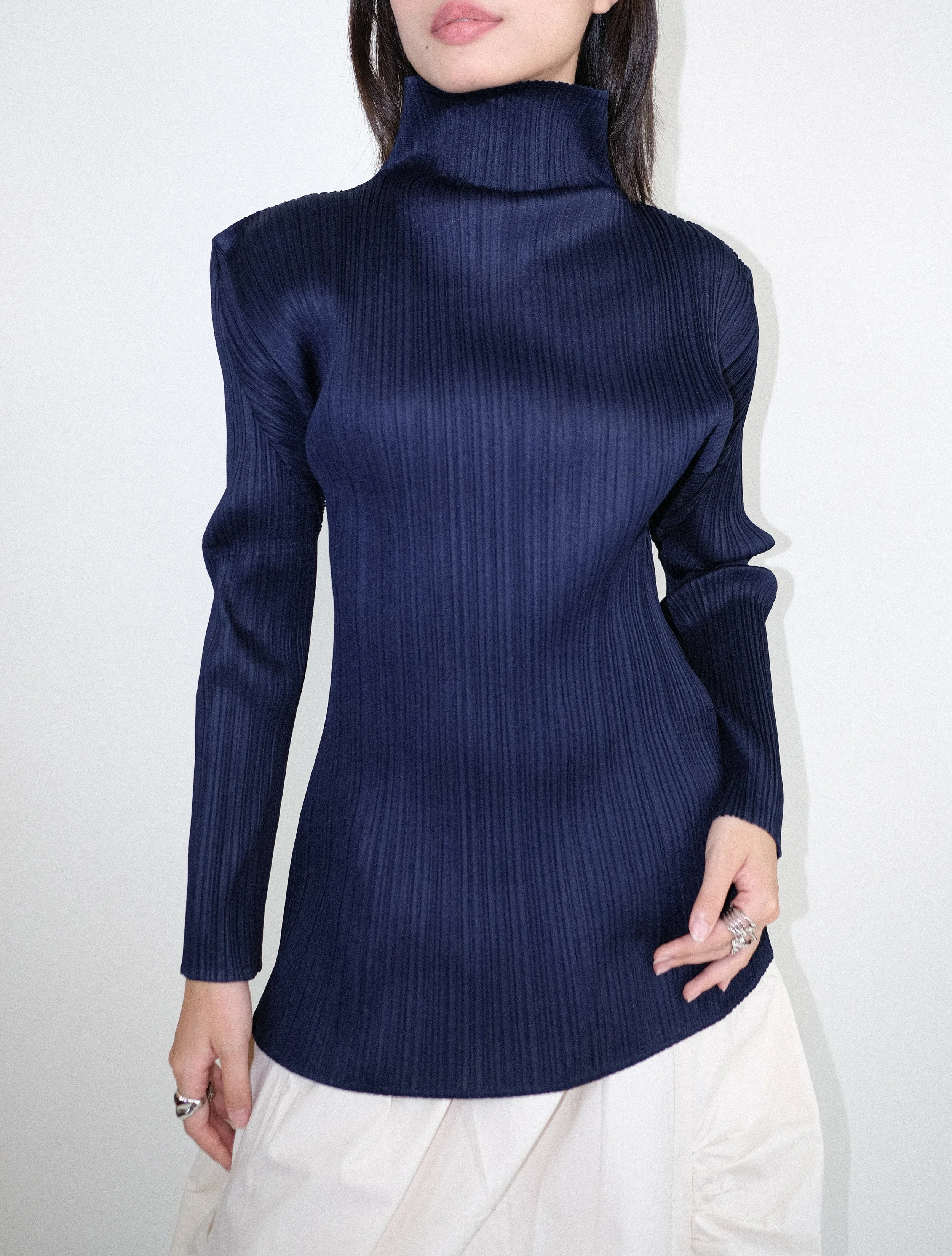 Pleats Please Issey Miyake Classic HighNeck Pleated Top