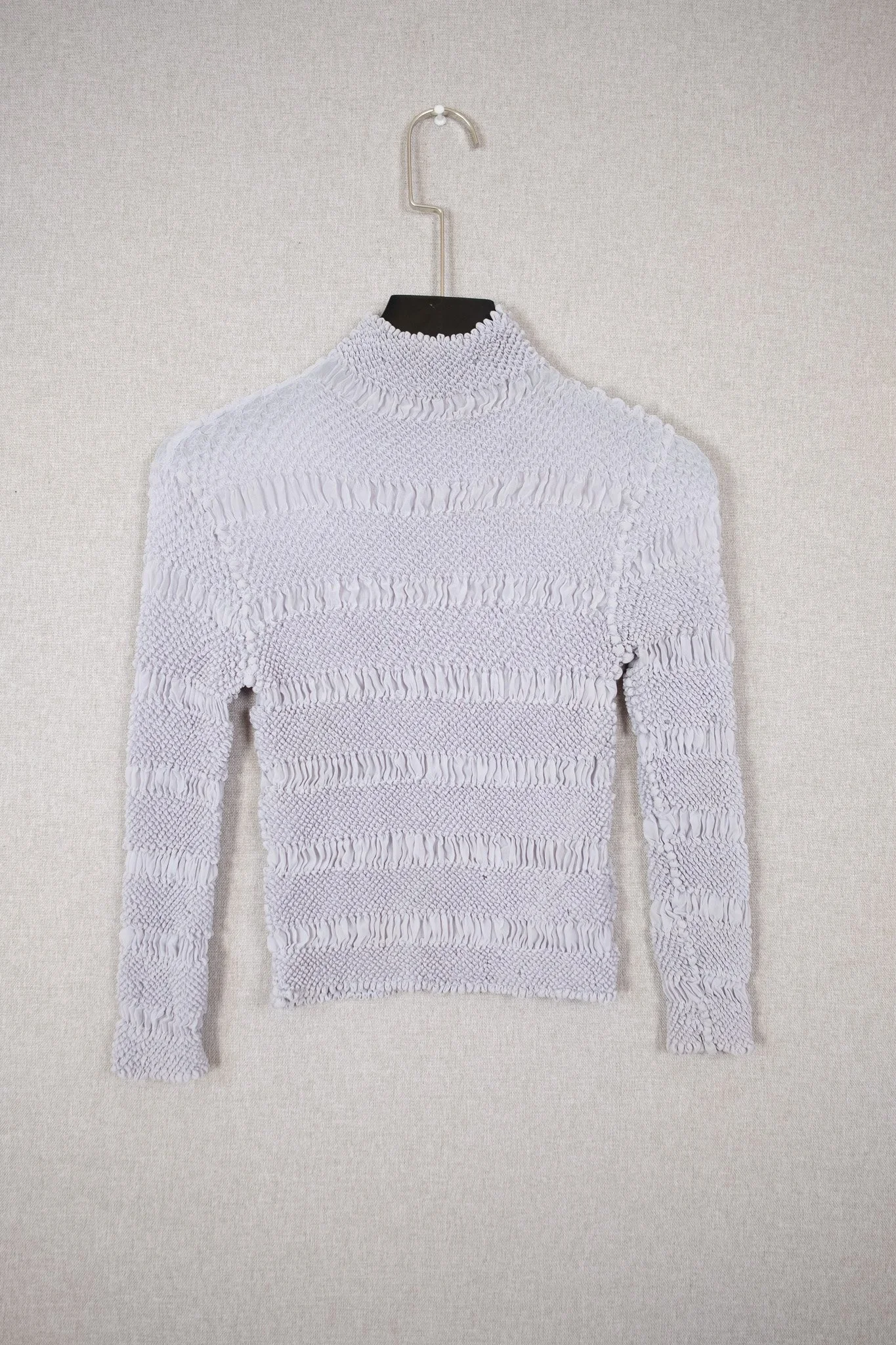 Lavender Ripple-Pleat Sculpted Long Sleeve Top