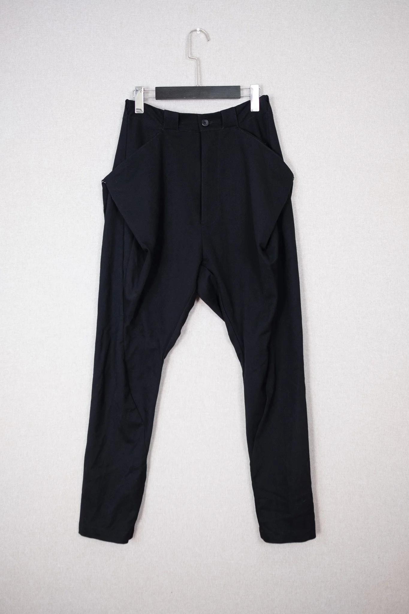 Black Side Draped Tapered Balloon Pants