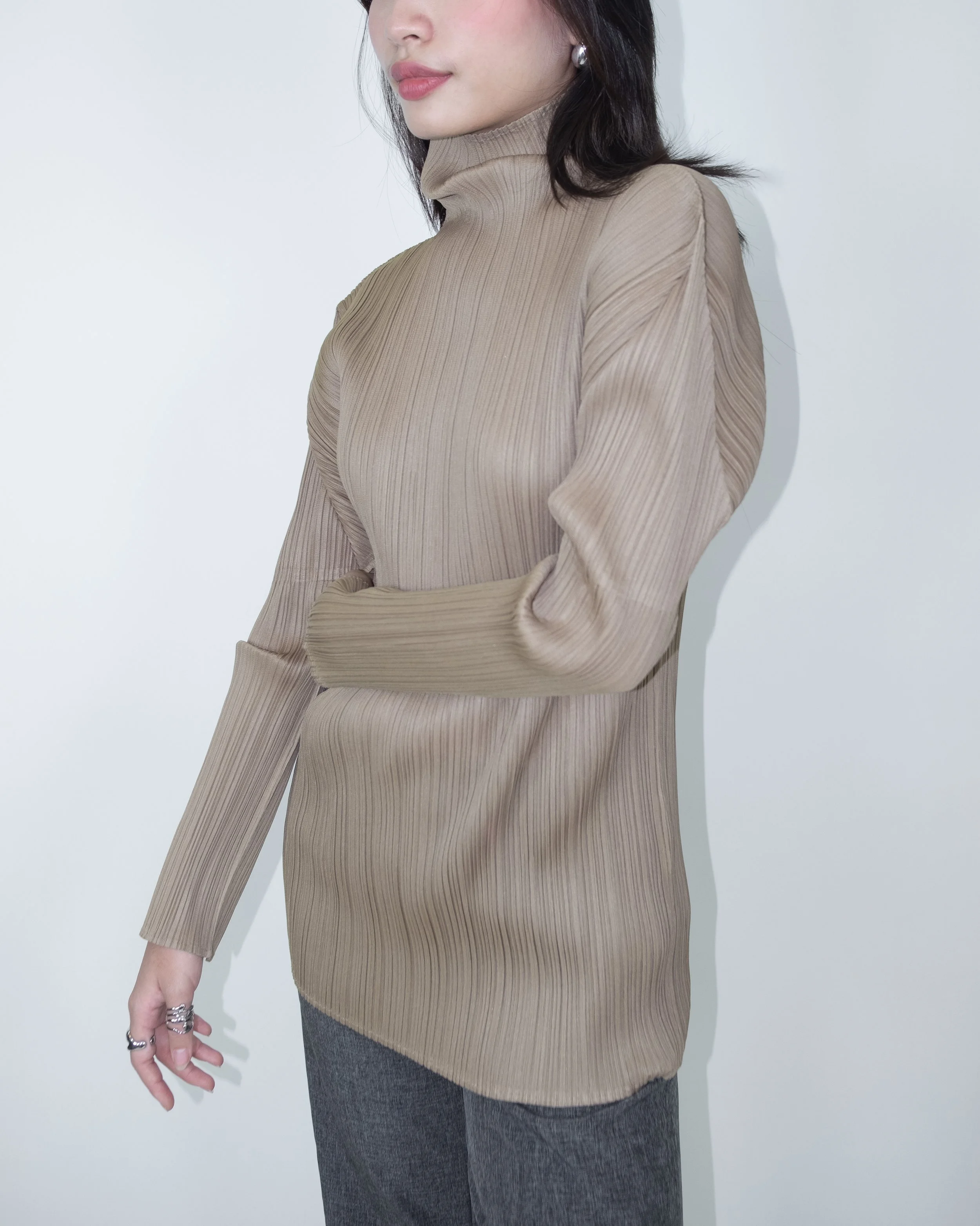 Pleats Please Issey Miyake Classic High Neck Pleated Top