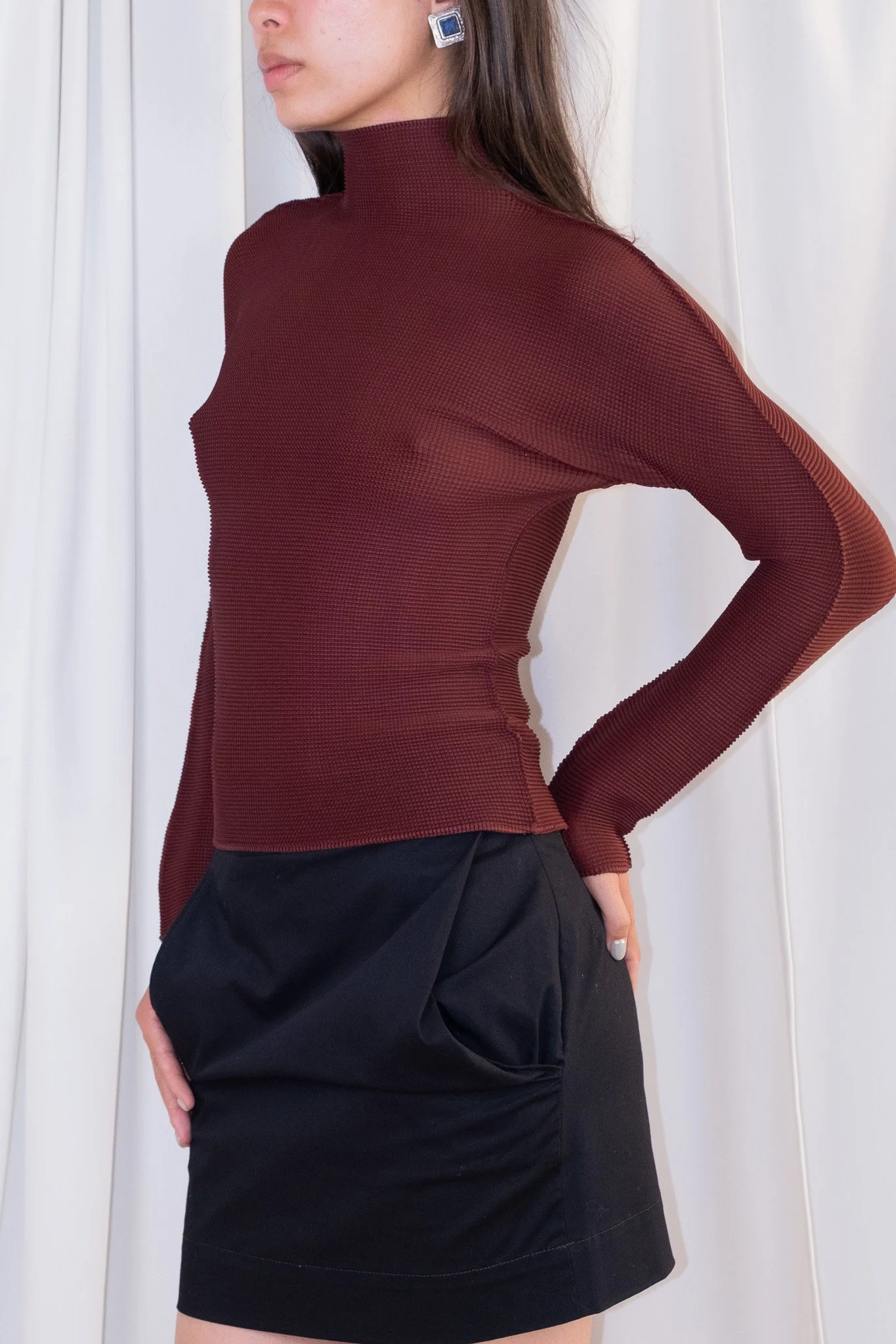 Me Issey Miyake Classic High Neck Pleated Top