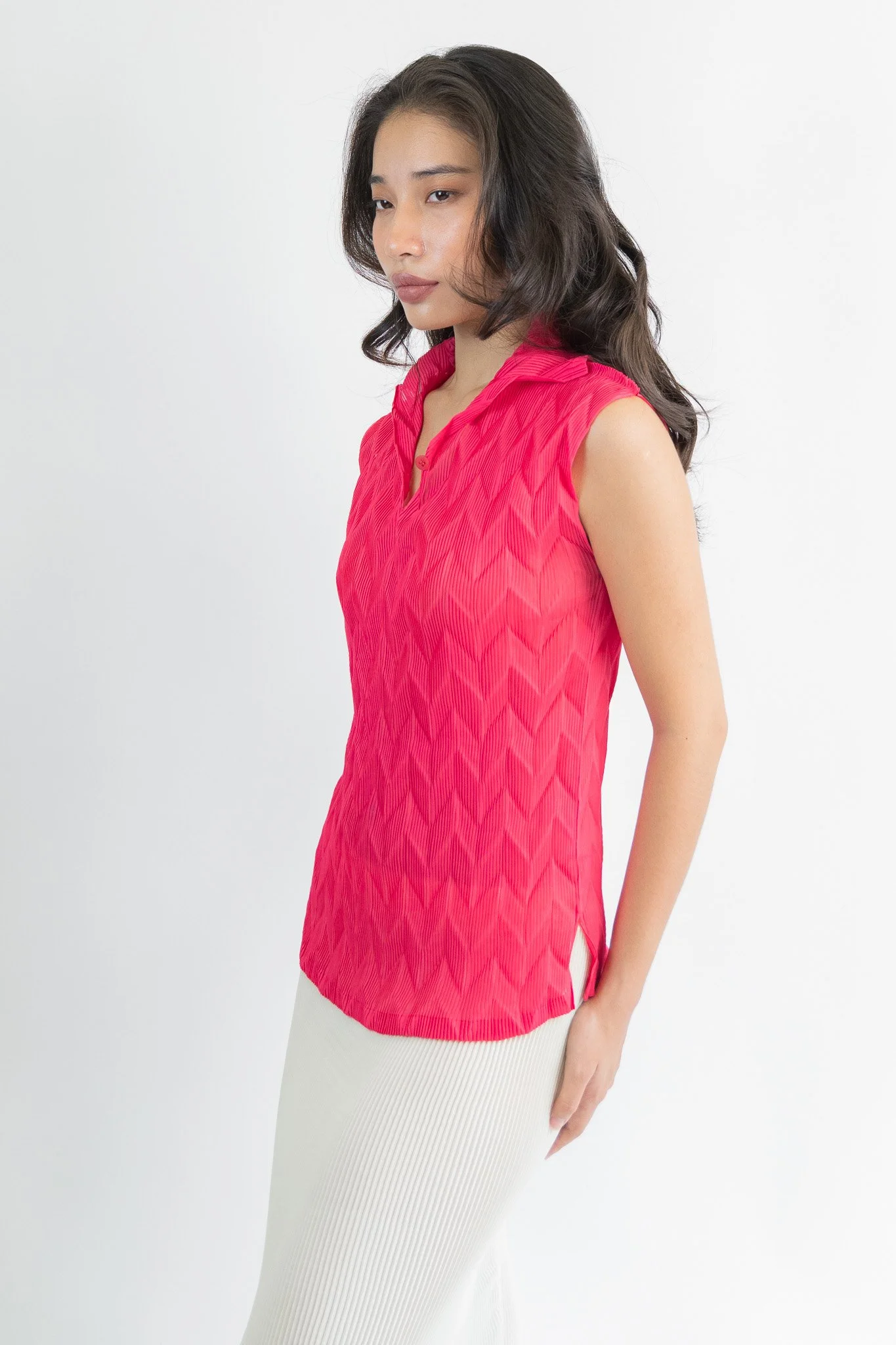 FETE Issey Miyake Fishbone Pleated Top
