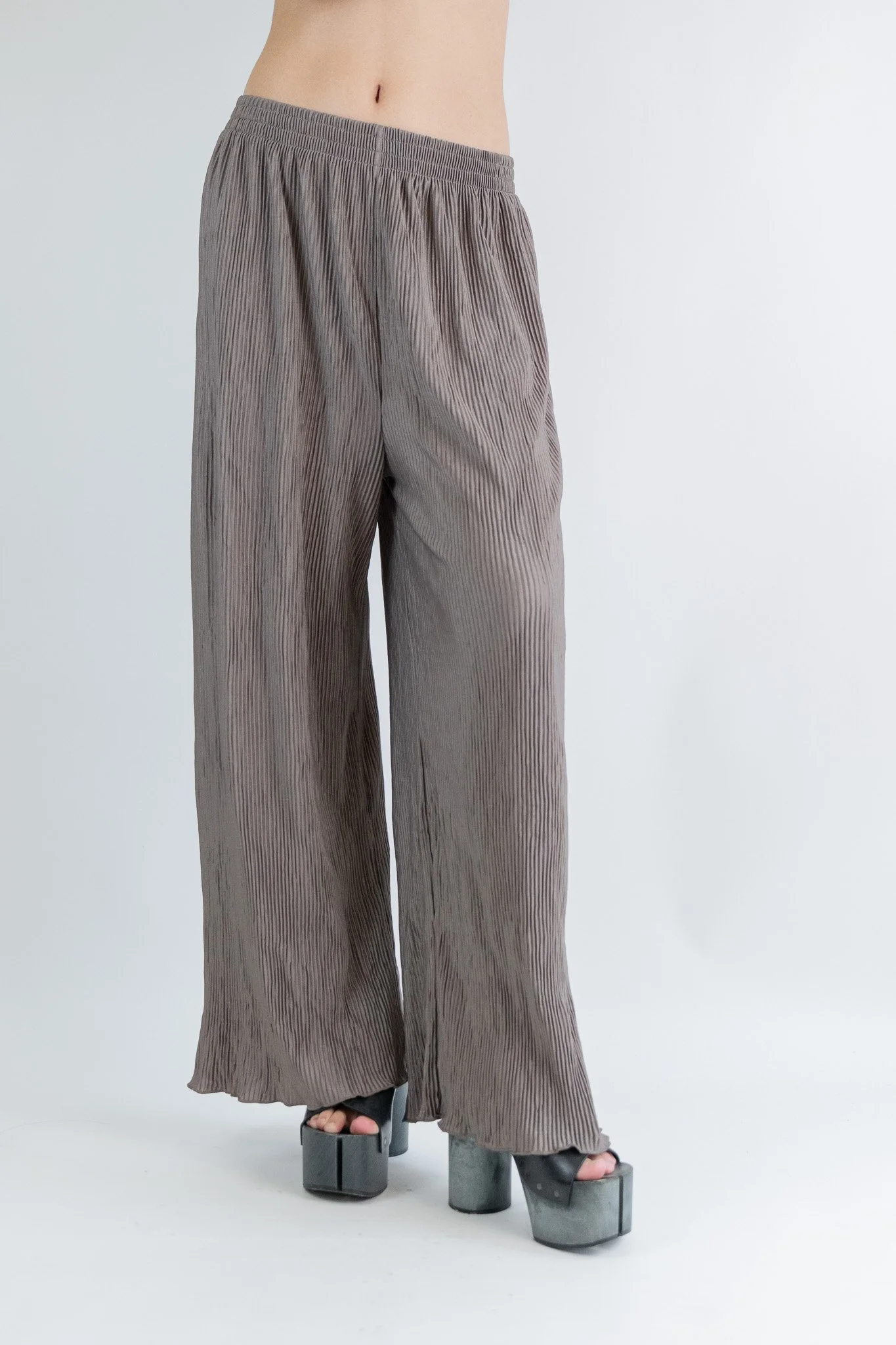 Micro Pleated Wide Cut Trousers