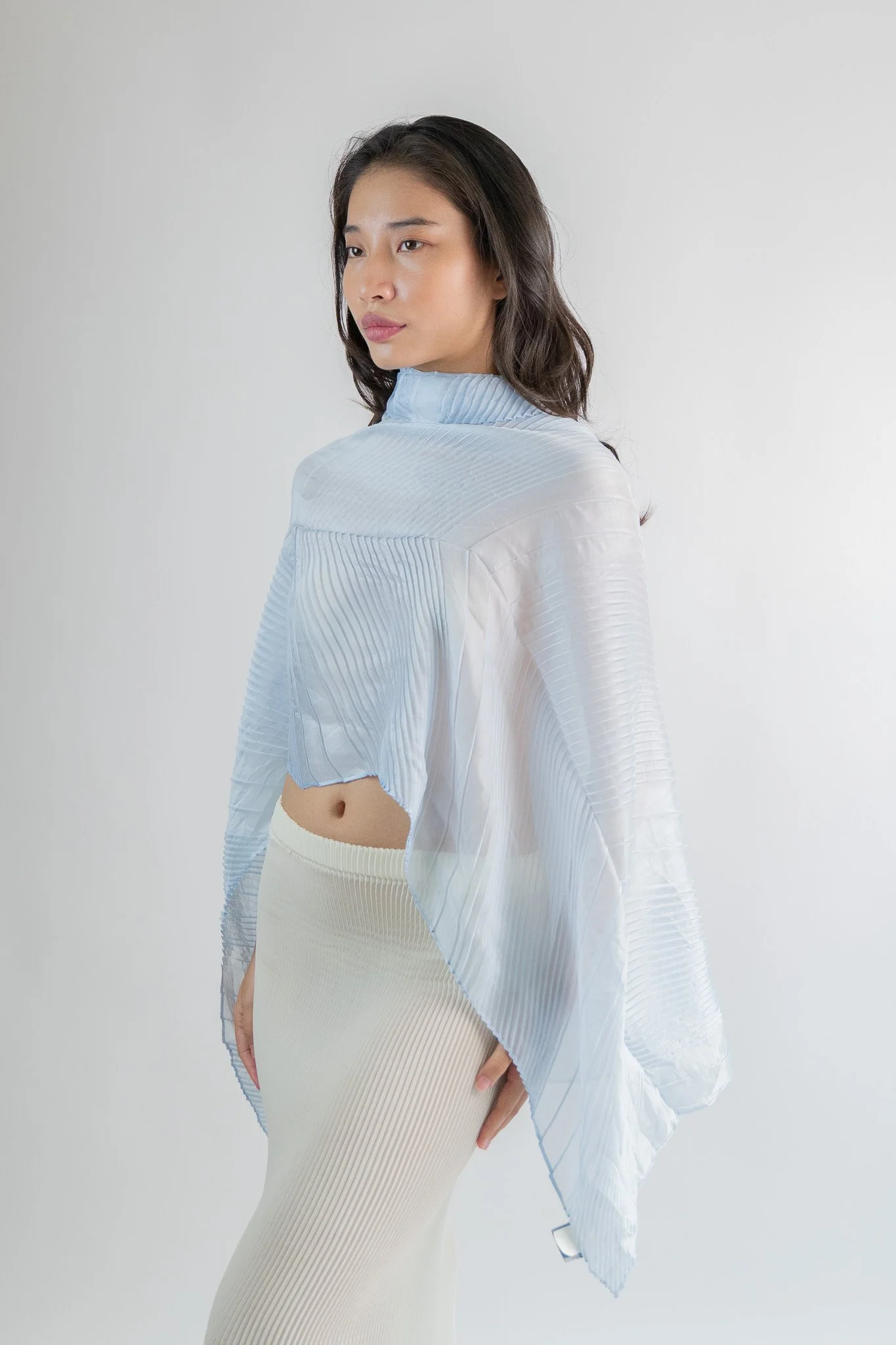 Sky Blue Pleated Stole