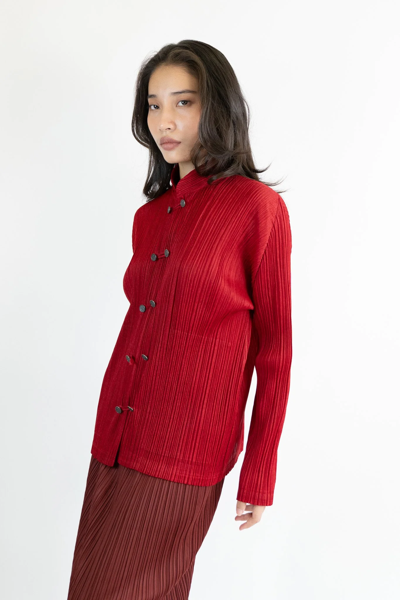2016s Pleats Please Issey Miyake Mandarine Dragon Buttons Shirt