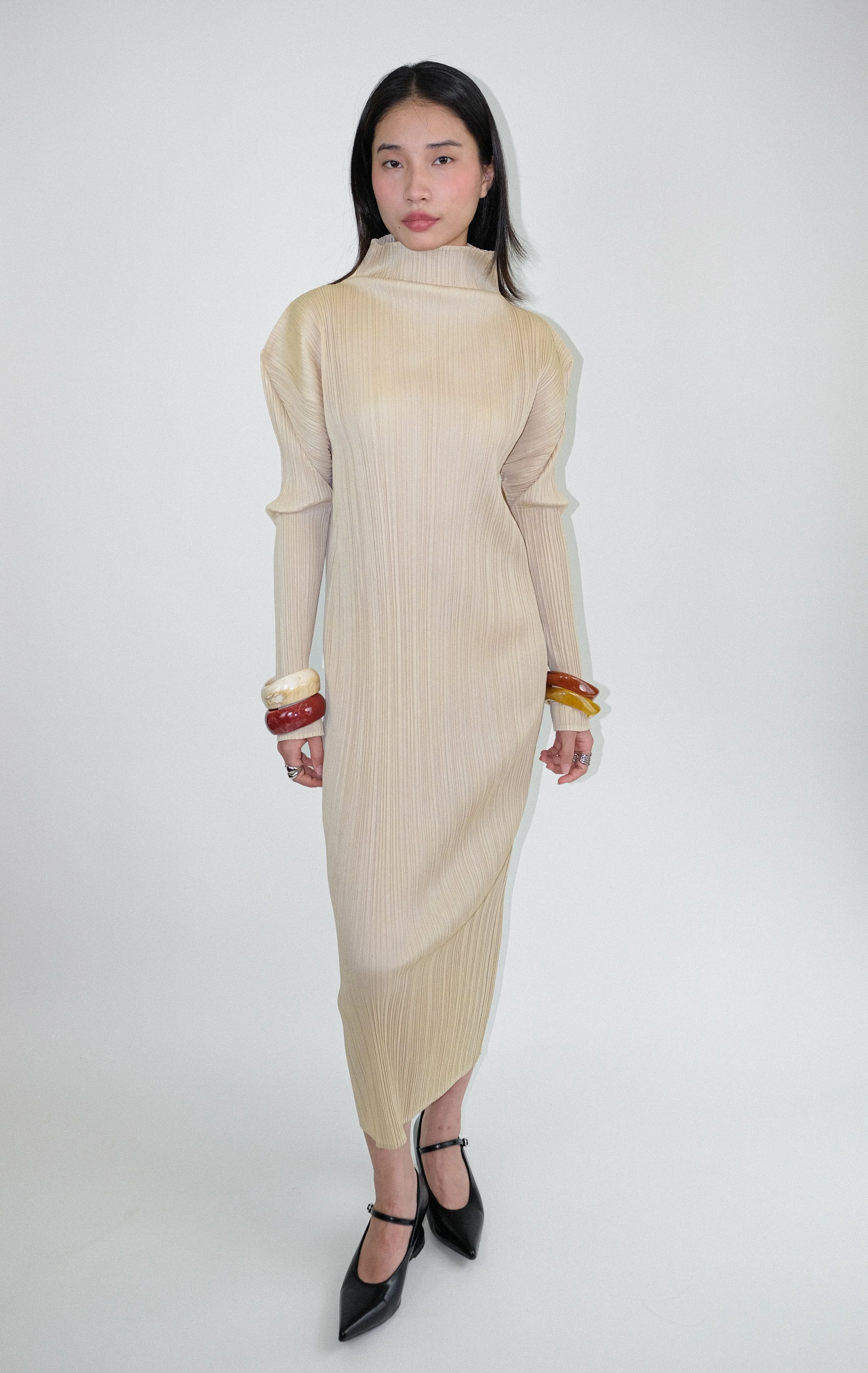 Pleats Please Issey Miyake Classic Pleated Maxi Dress